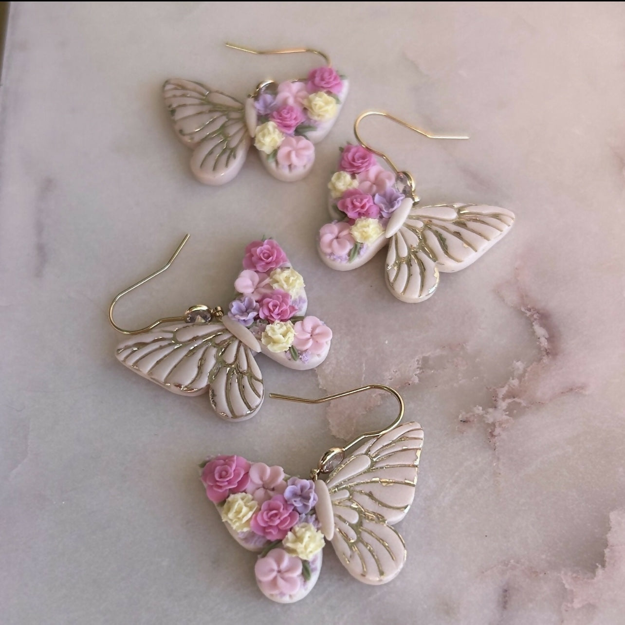 Floral Butterfly Drop Earrings
