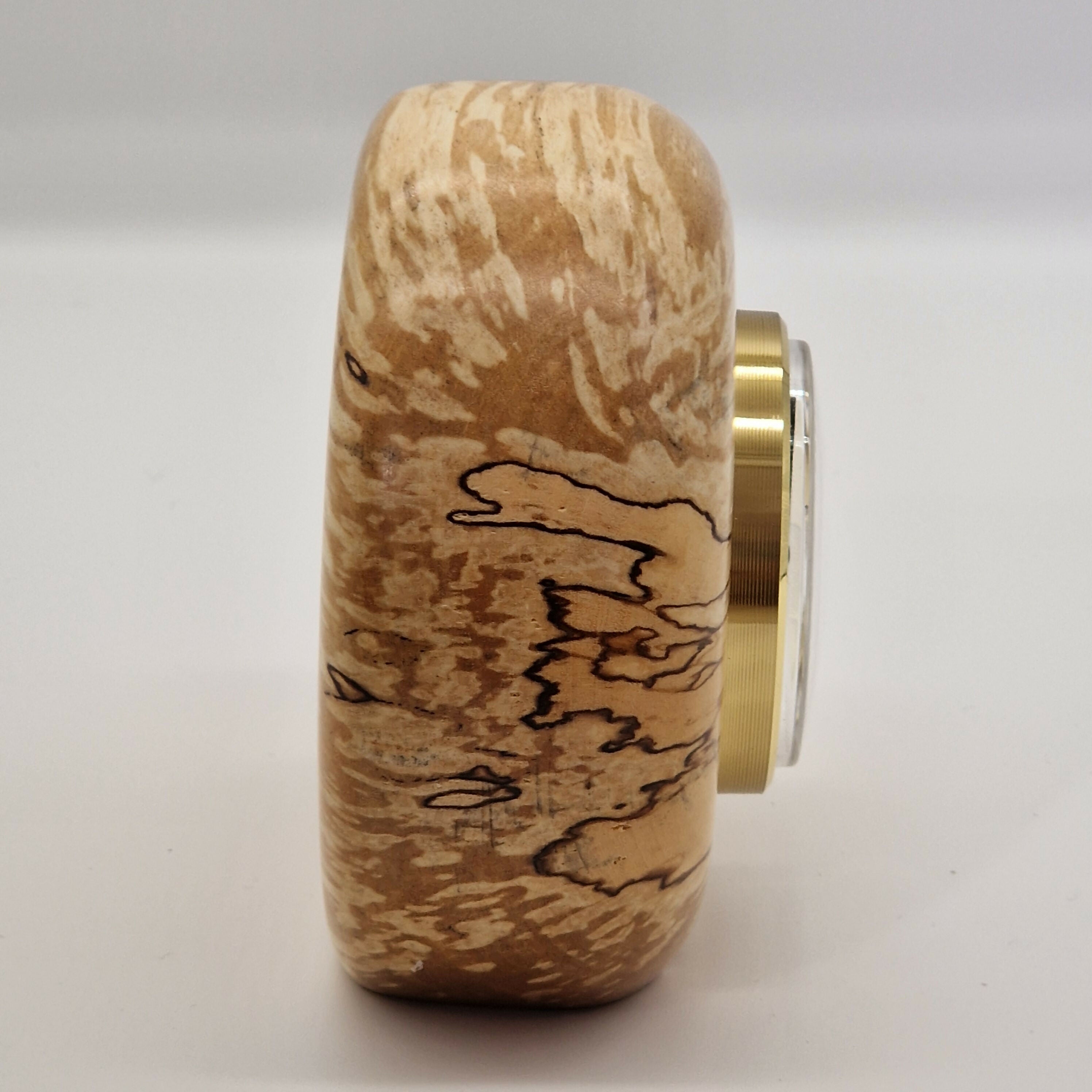 Small Hand Turned Mantle Clock made from Silver Birch Wood