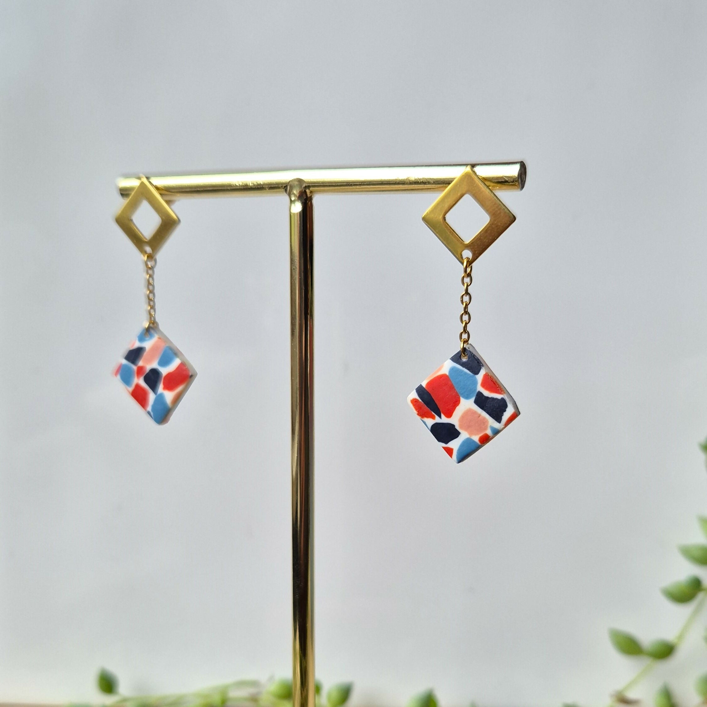 Mosaic Square Dangle Earrings