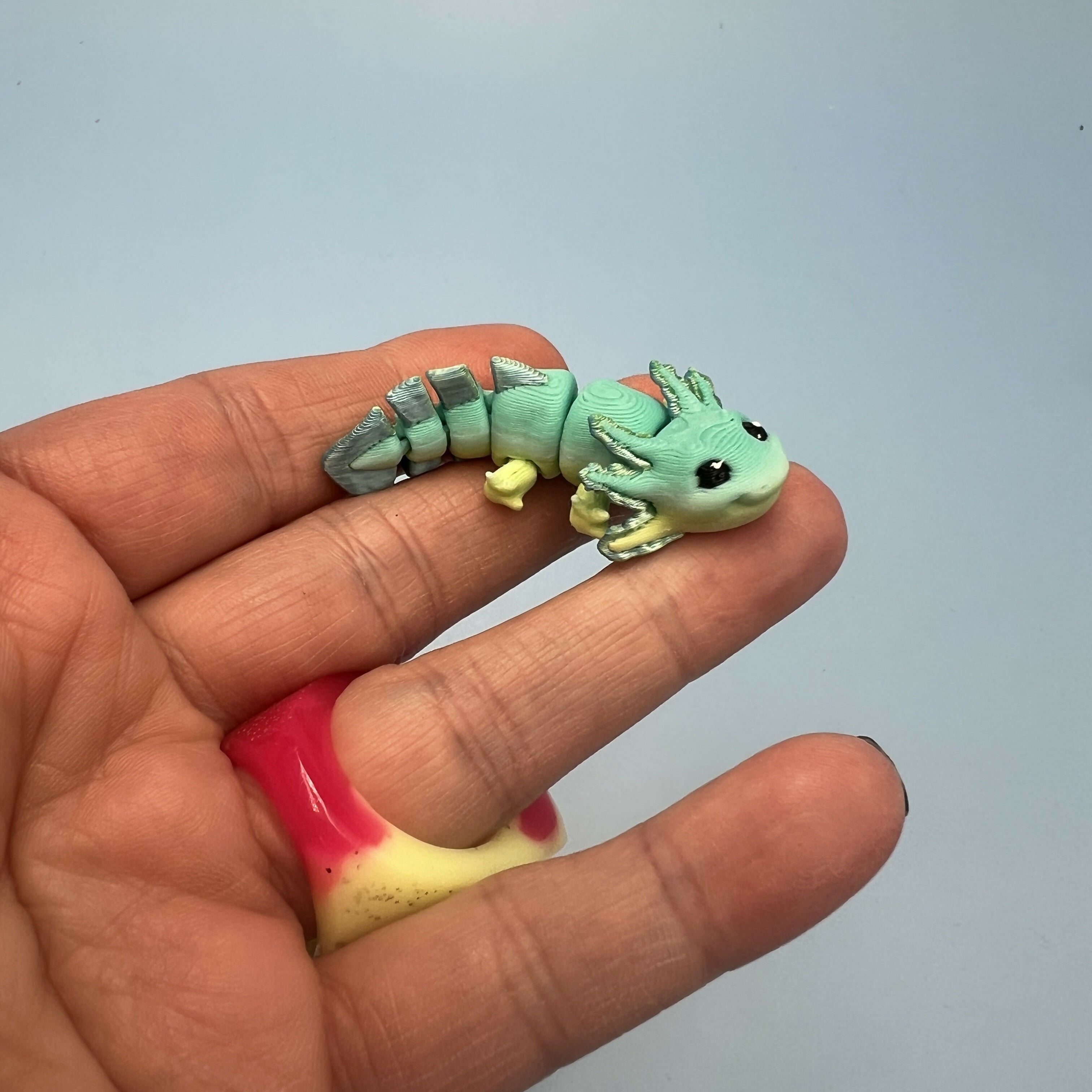 3D Printed Micro Miniatures: Articulated Sensory Fidget Animals friends, Axolotls 5cm