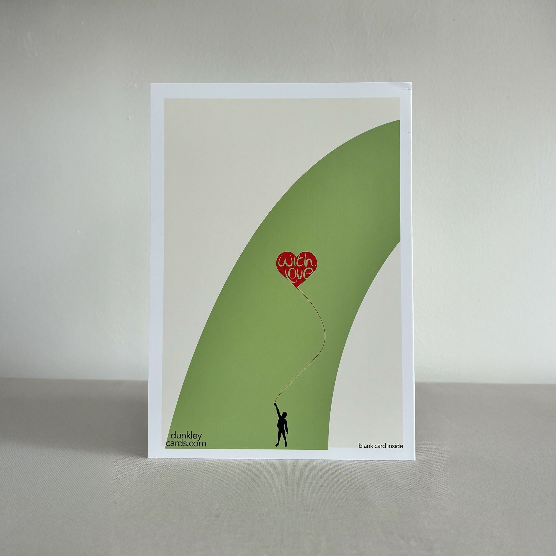 Miss You Card – Thinking of You Greeting – Light Green, Off white and Red Design