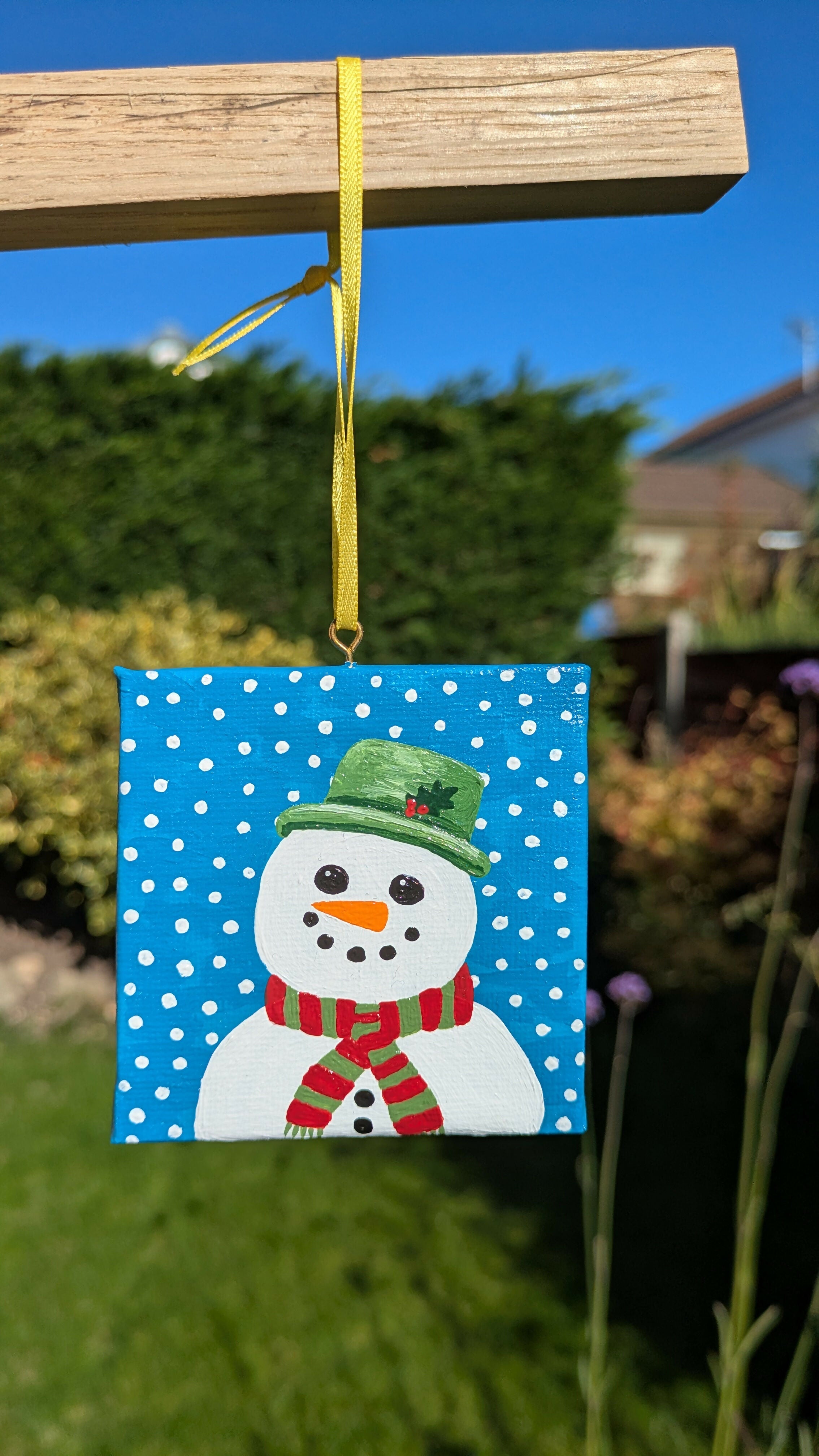 Mini Canvas Snowman Christmas Decoration