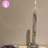 White Candle With Blue Floral Hand Painted Design