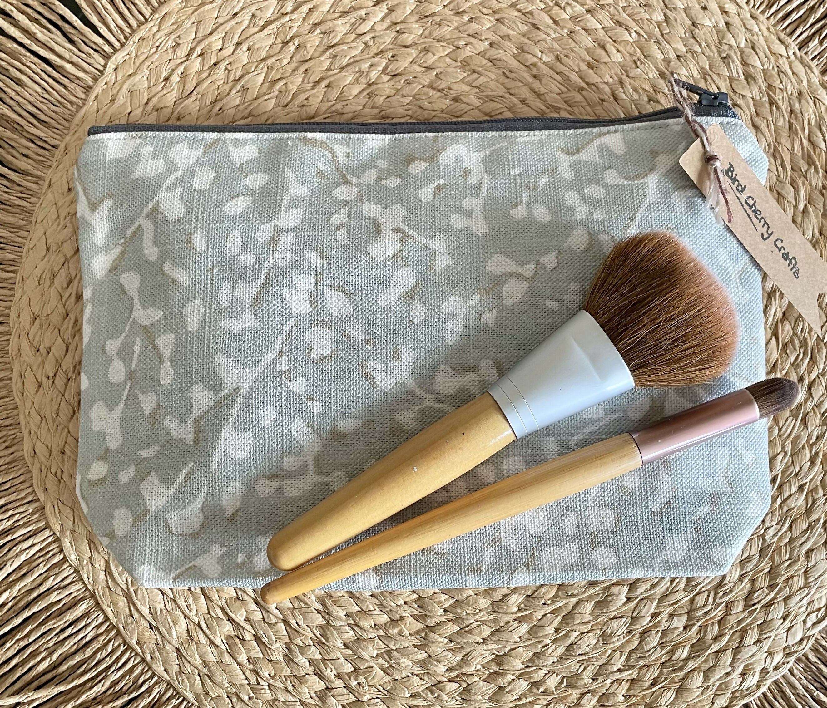 White Flowers Cosmetics Bag/ Pencil Case