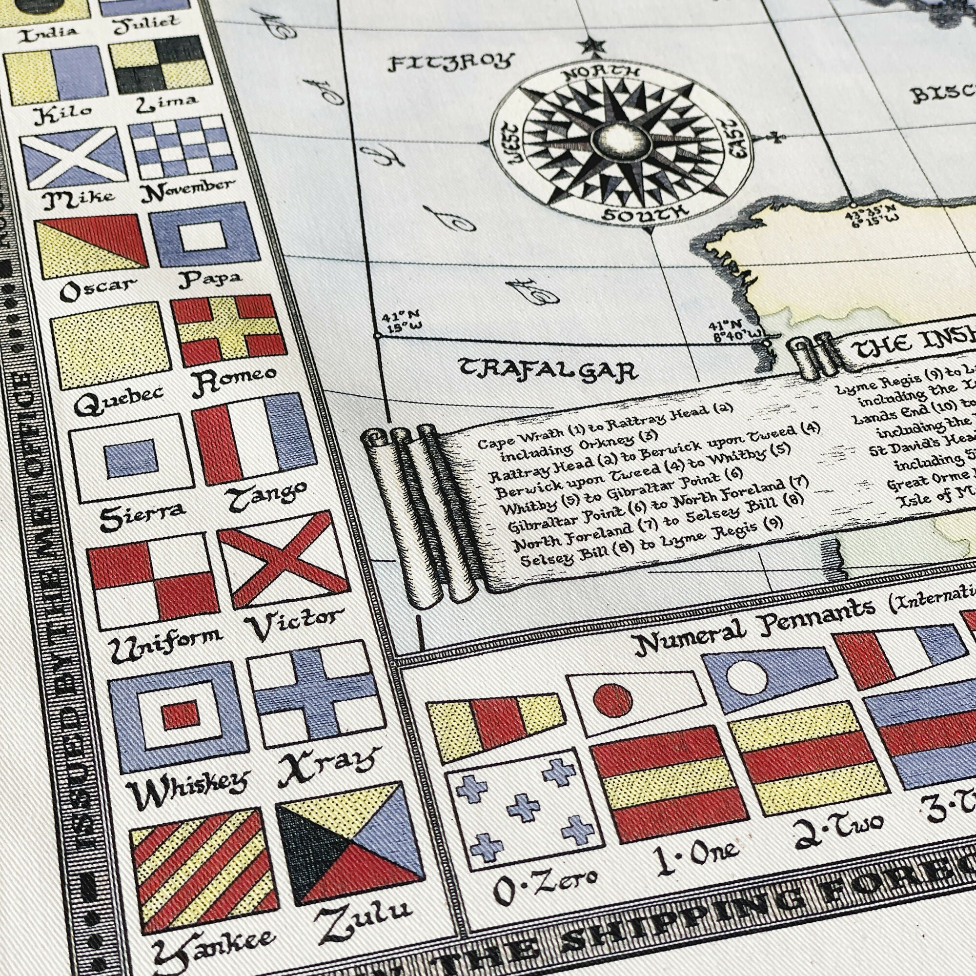 Colour Shipping Forecast Map Tea Towel