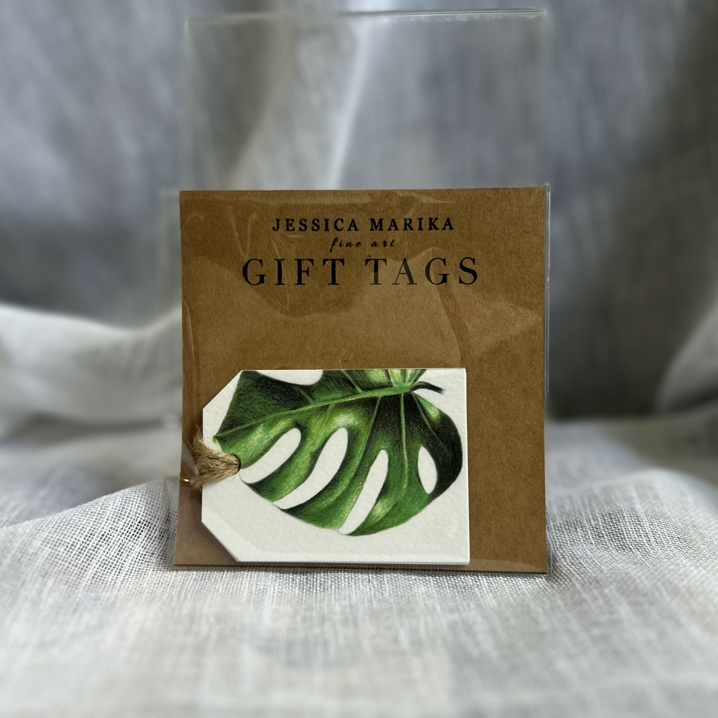 Monstera Leaf Gift Tags – Set of 4 Tags – Botanical Illustration – Plant Lover Gift – Handmade