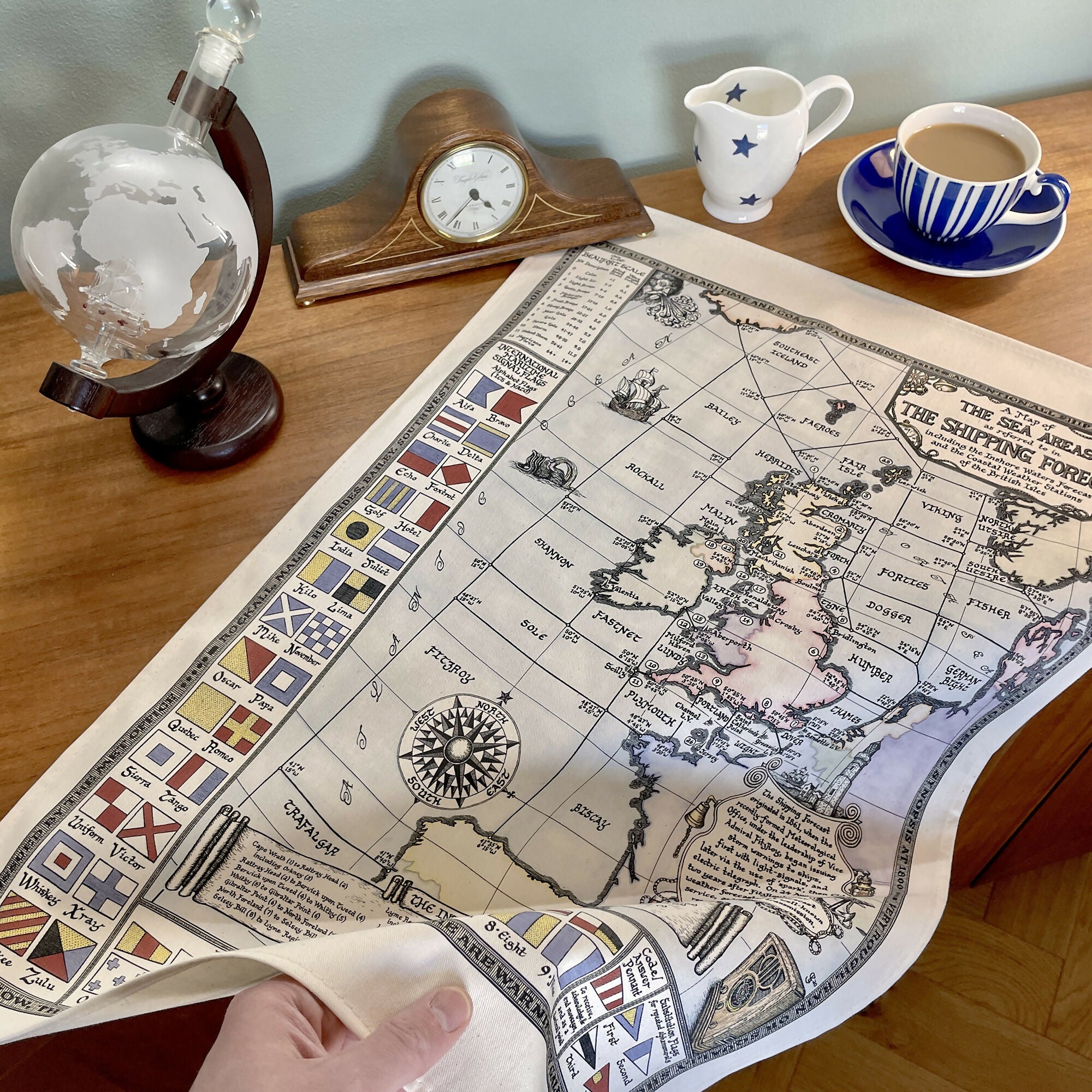 Colour Shipping Forecast Map Tea Towel