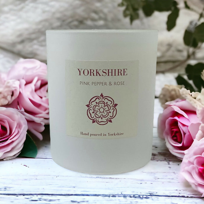 Edge of the Wolds Yorkshire Pink Pepper and Rose Scented Candle 160g