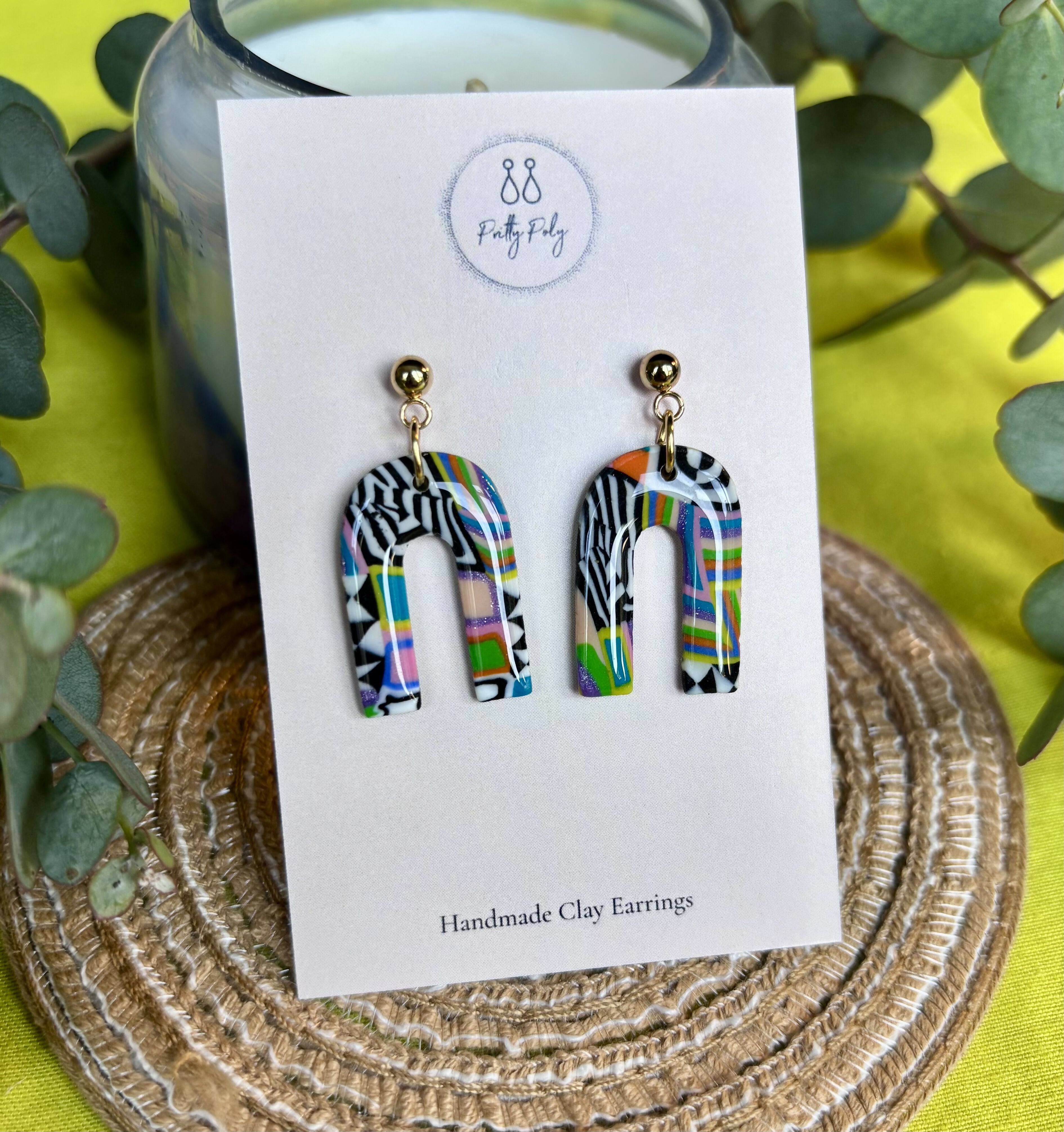 Funky Pattern Collection - Arch Polymer Clay Earrings