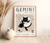 Gemini Star Sign Cat Print
