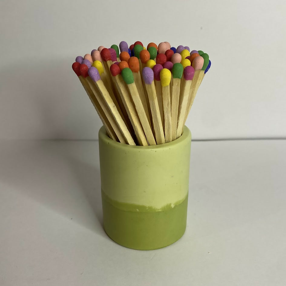 Jesmonite Match Holder Pot With Colourful Matches