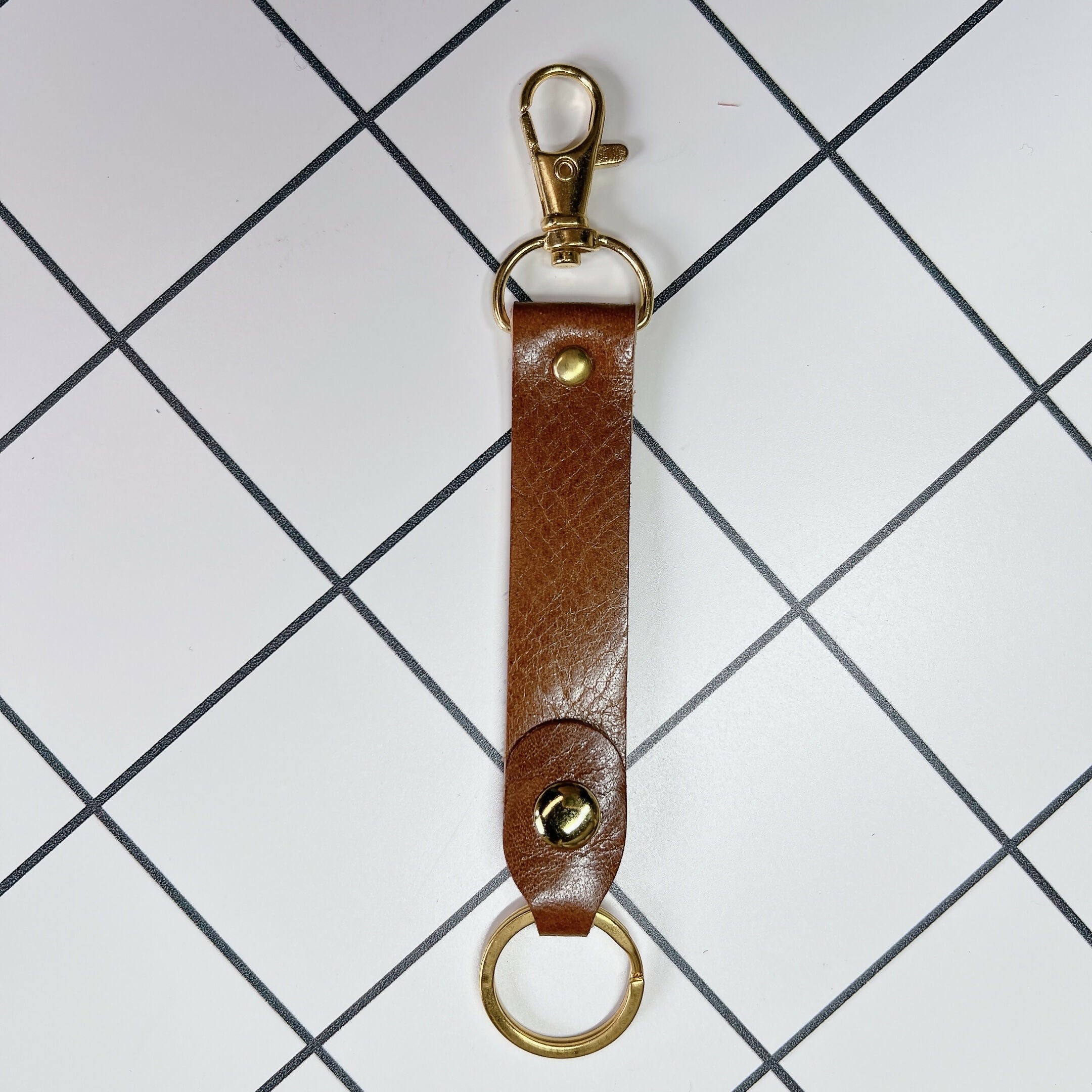LoopLock Leather Keychain (Gold-tone Hardware)
