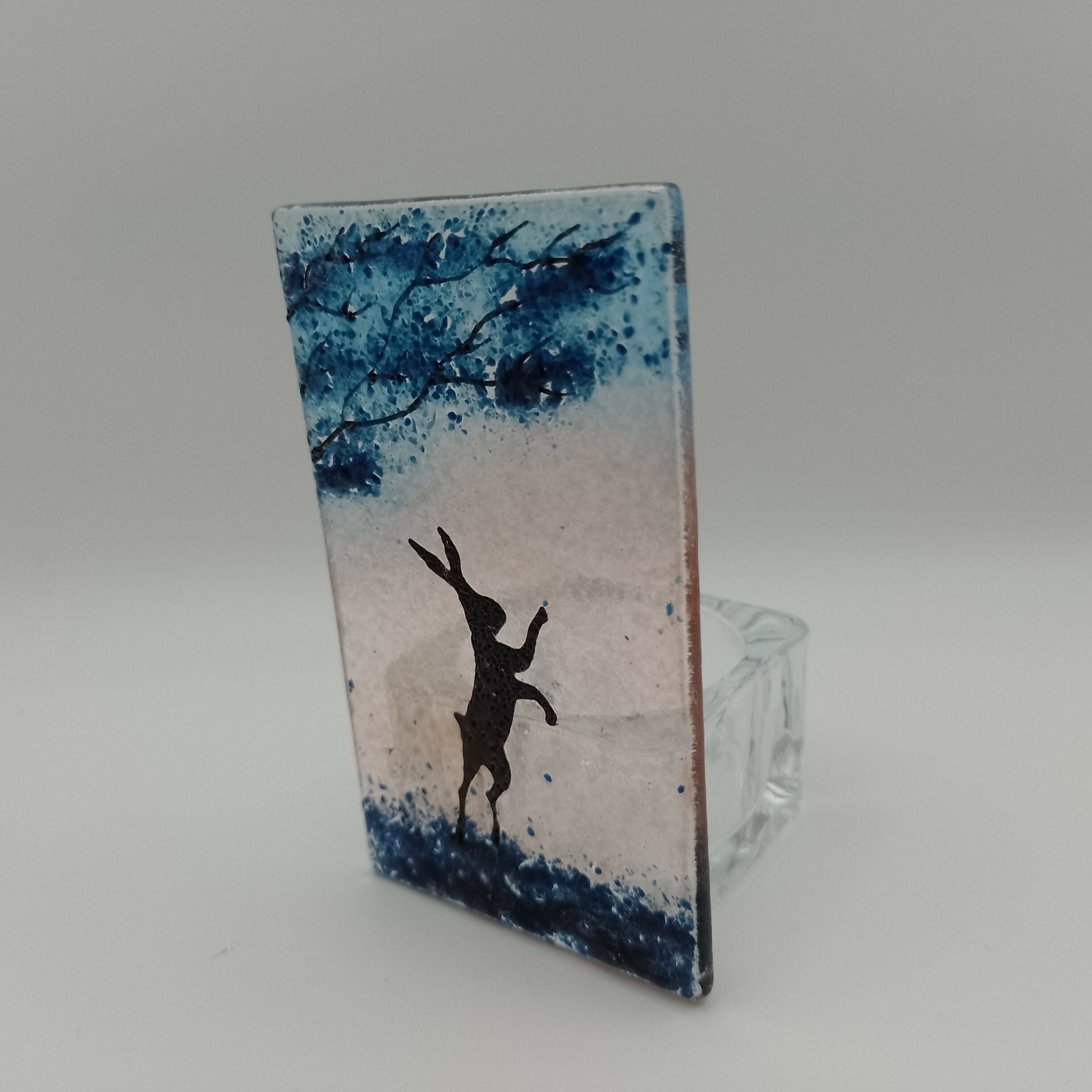 Fused Glass Silhouette Hare Tealight