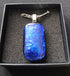 Fused Dichroic Glass Rectangular Pendant With a Chain Necklace (Blue)