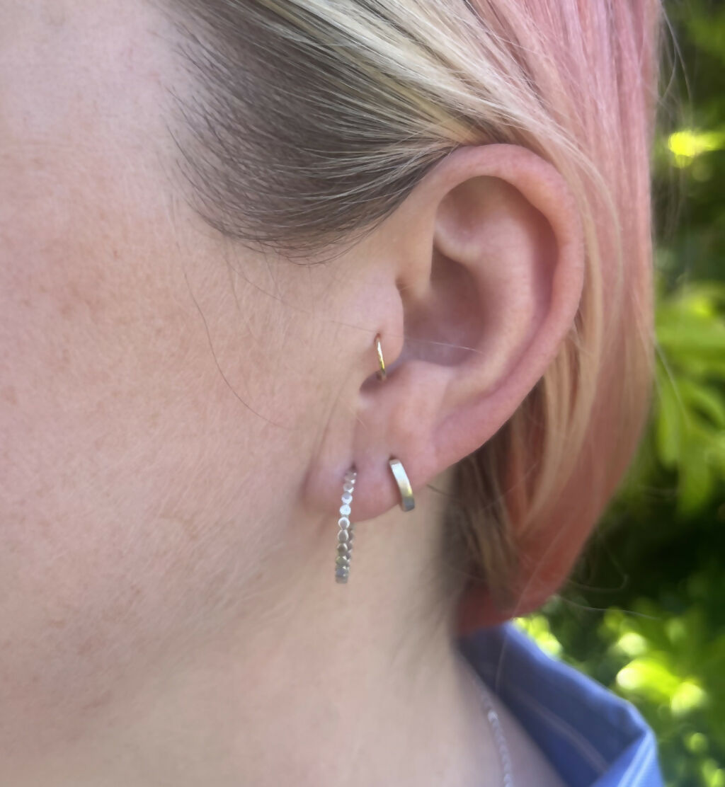 Sterling Silver Dots Hoop Earrings