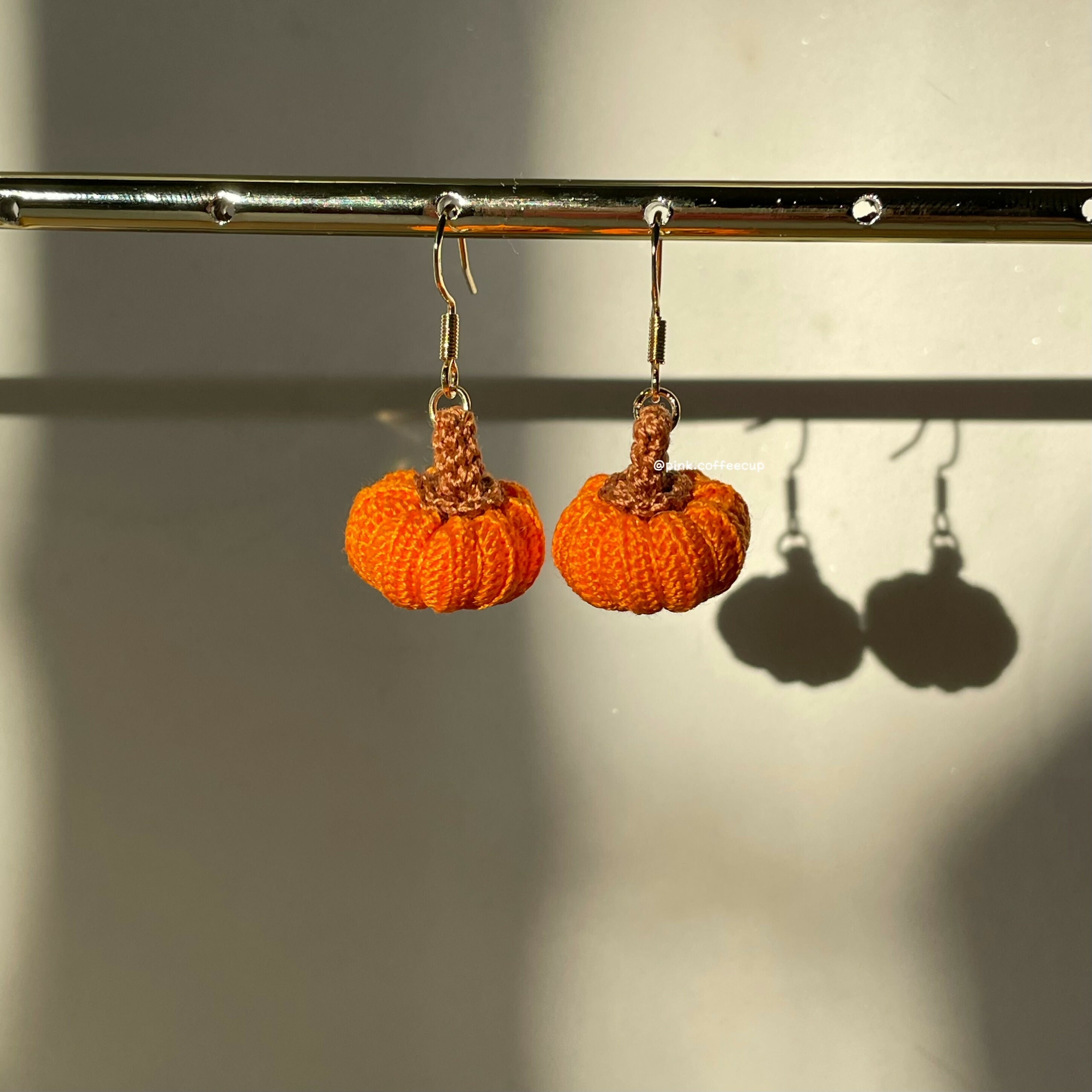 Micro Crochet Pumpkin Drop and Dangle Earrings