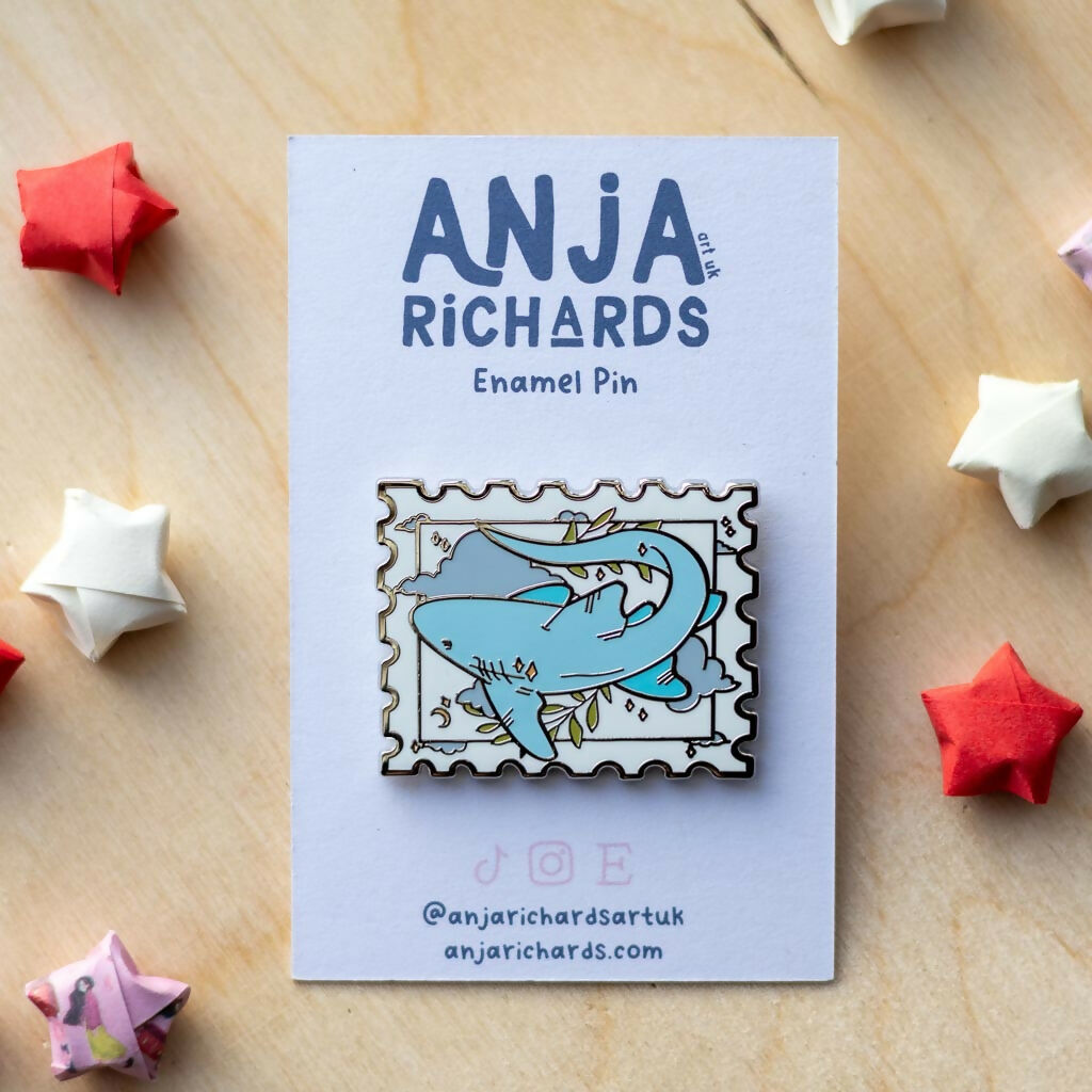 Shark Stamp Enamel Pin
