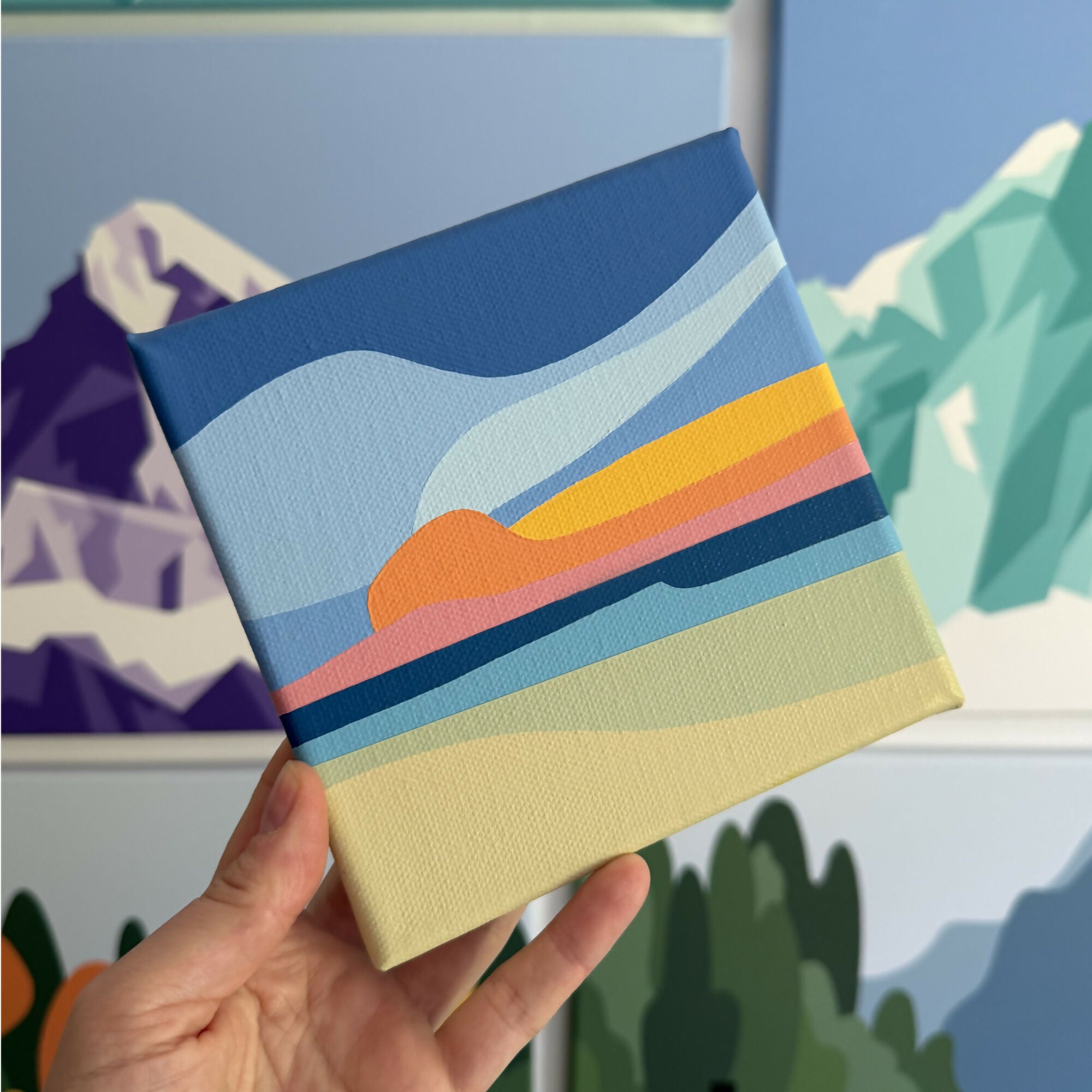 Ocean Sunset 15 x15 cm Original Painting
