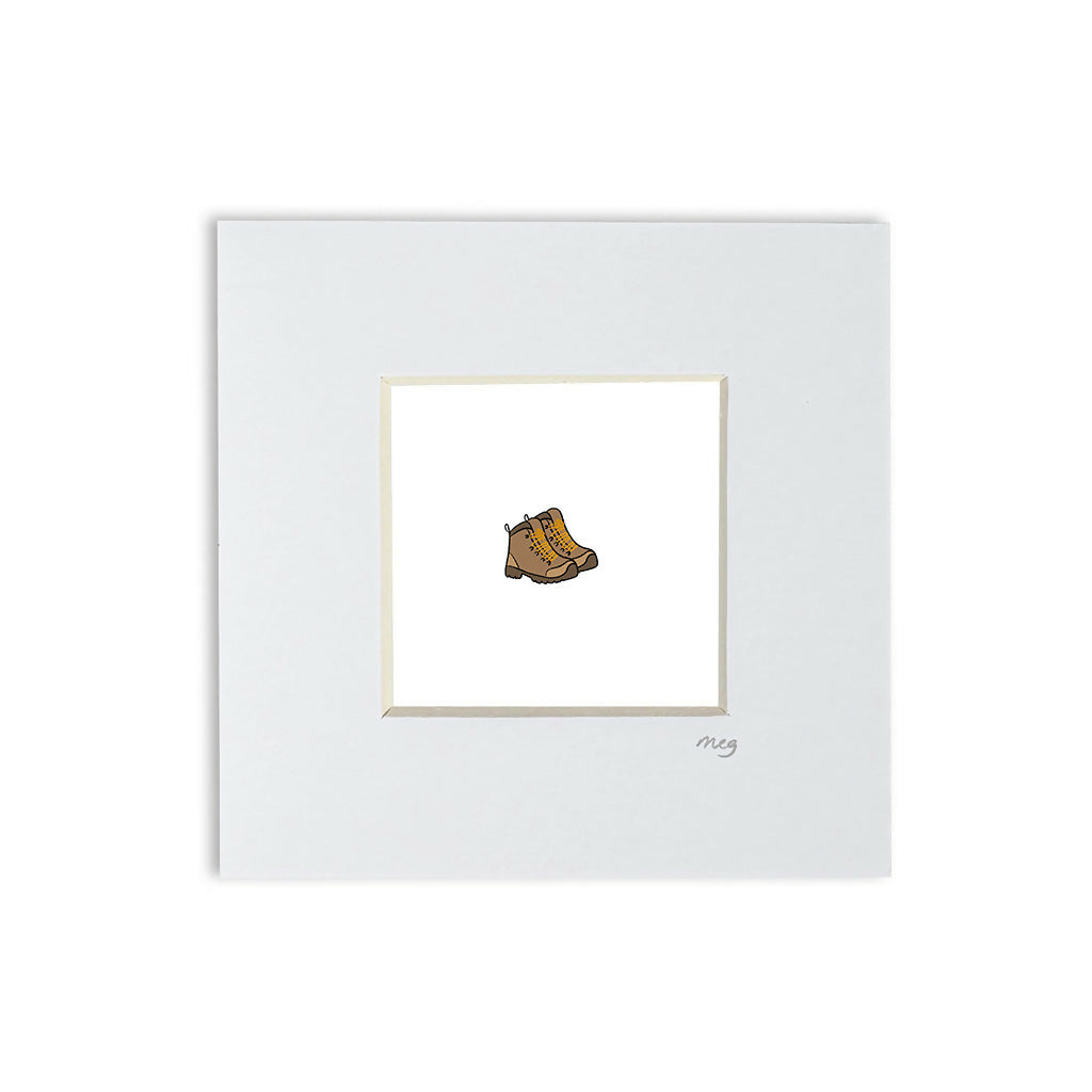 Hiking Boots 4x4" Mounted Mini Print