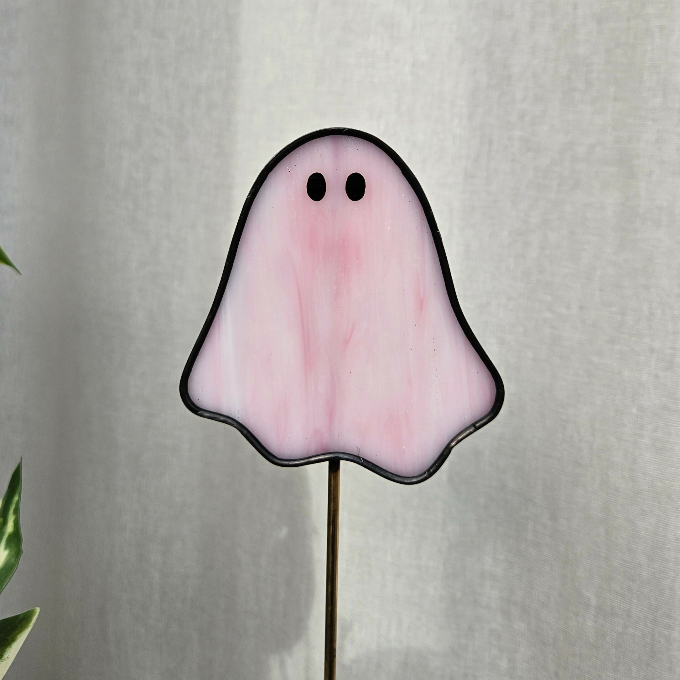 Streaky Pink Ghost Stained Glass Plantstake