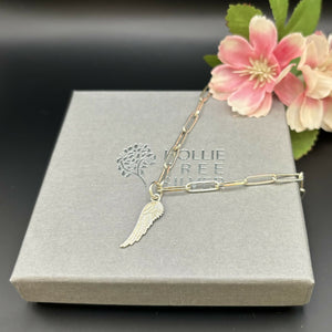 Angel Wing trace chain bracelet in Sterling Silver
