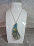 Unique Hand Crafted Pendant With Cyan, Blue, Gold and Silver Marble Effect