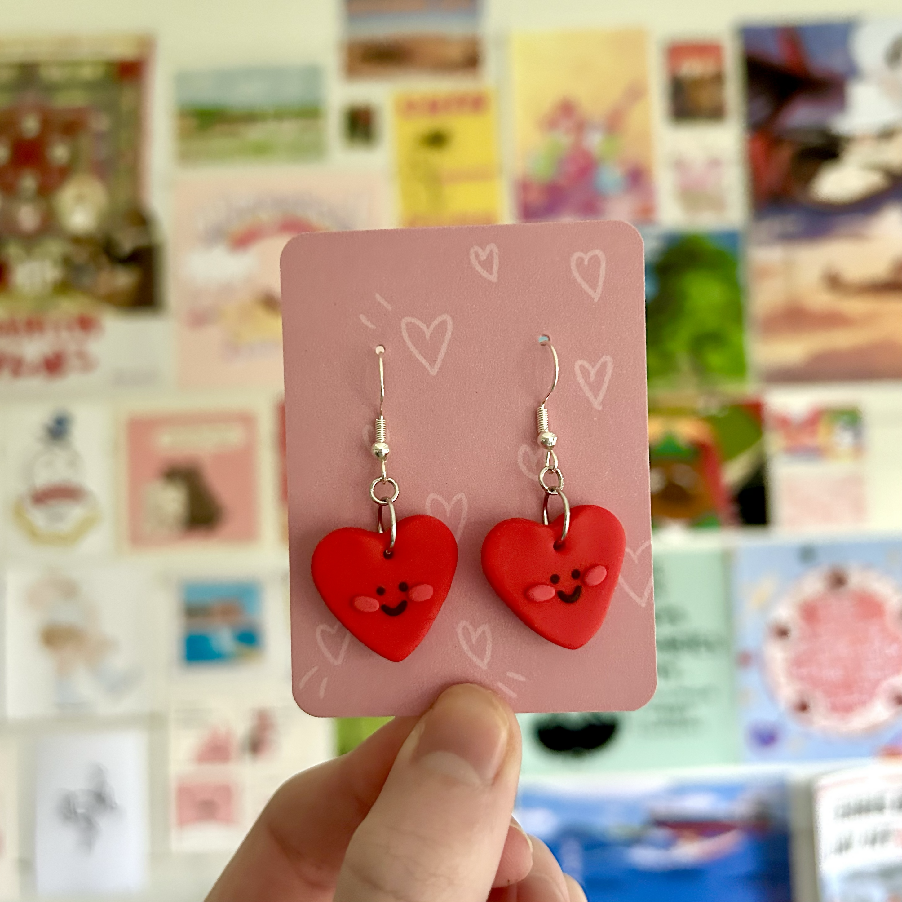 Silver Hypoallergenic Fish Hook Heart Earrings