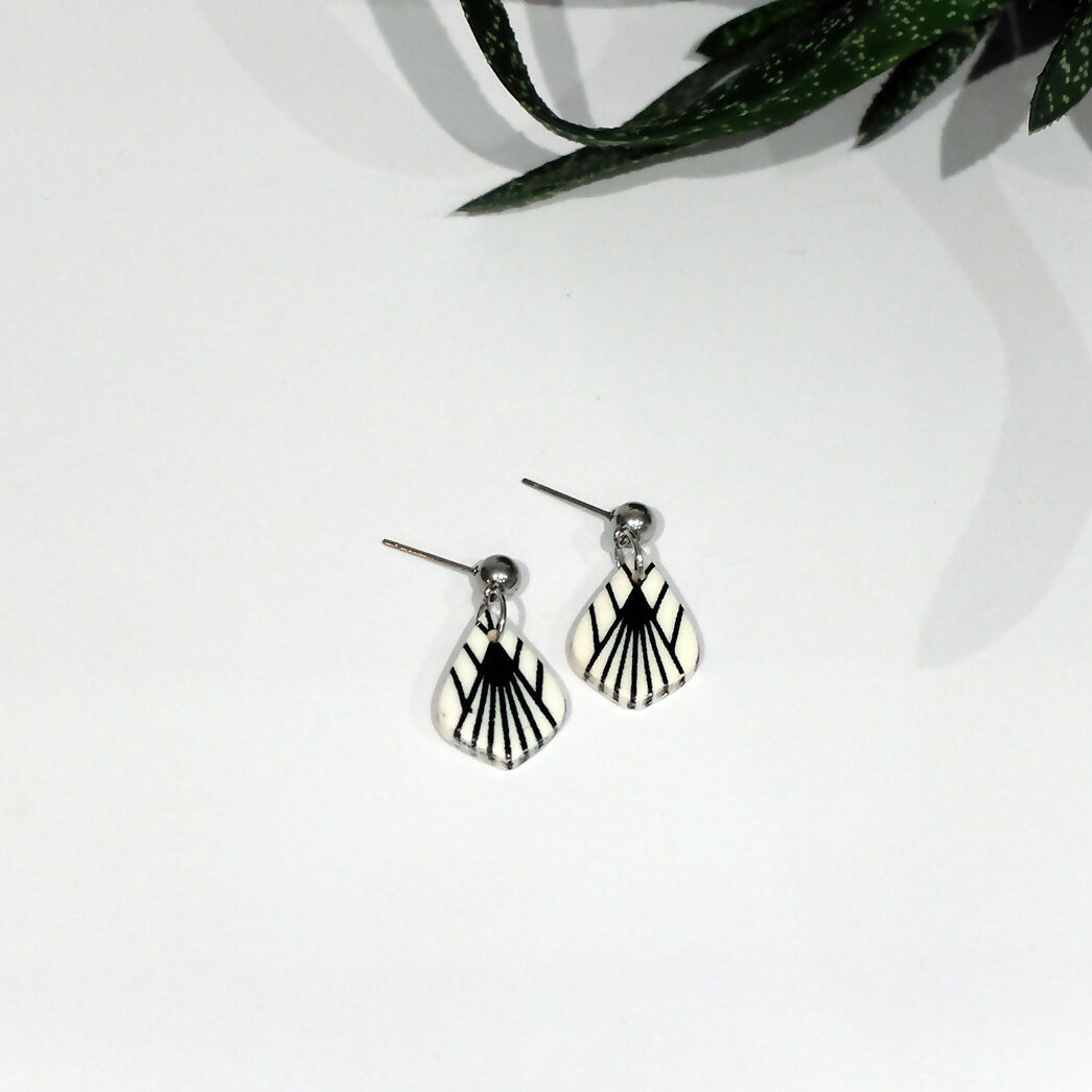 Art Deco Dangle Earrings - Handmade Polymer Clay - Polly Plant