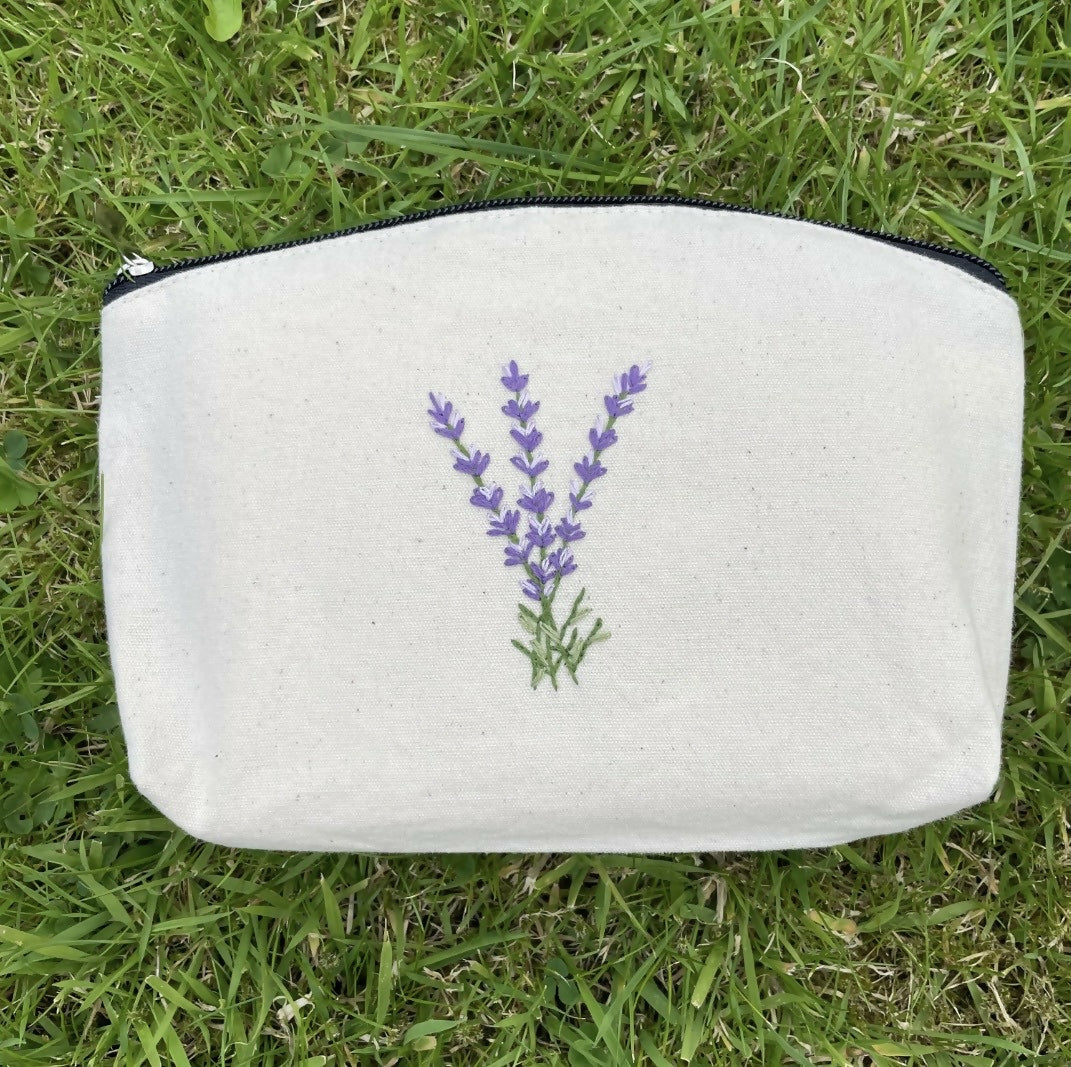 Lavender Hand Embroidered Pouch