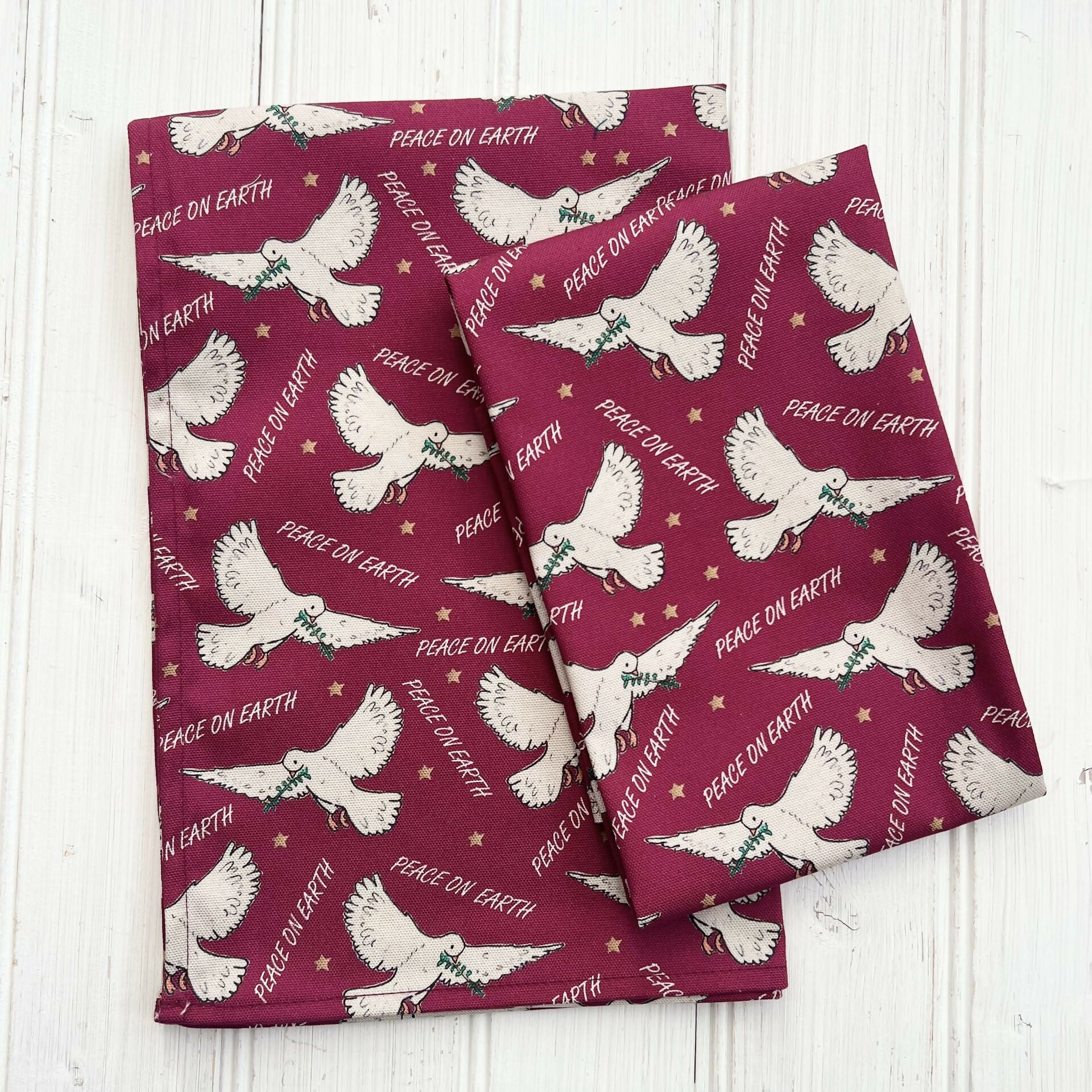 Christmas 'Peace On Earth' Organic Cotton Tea Towel