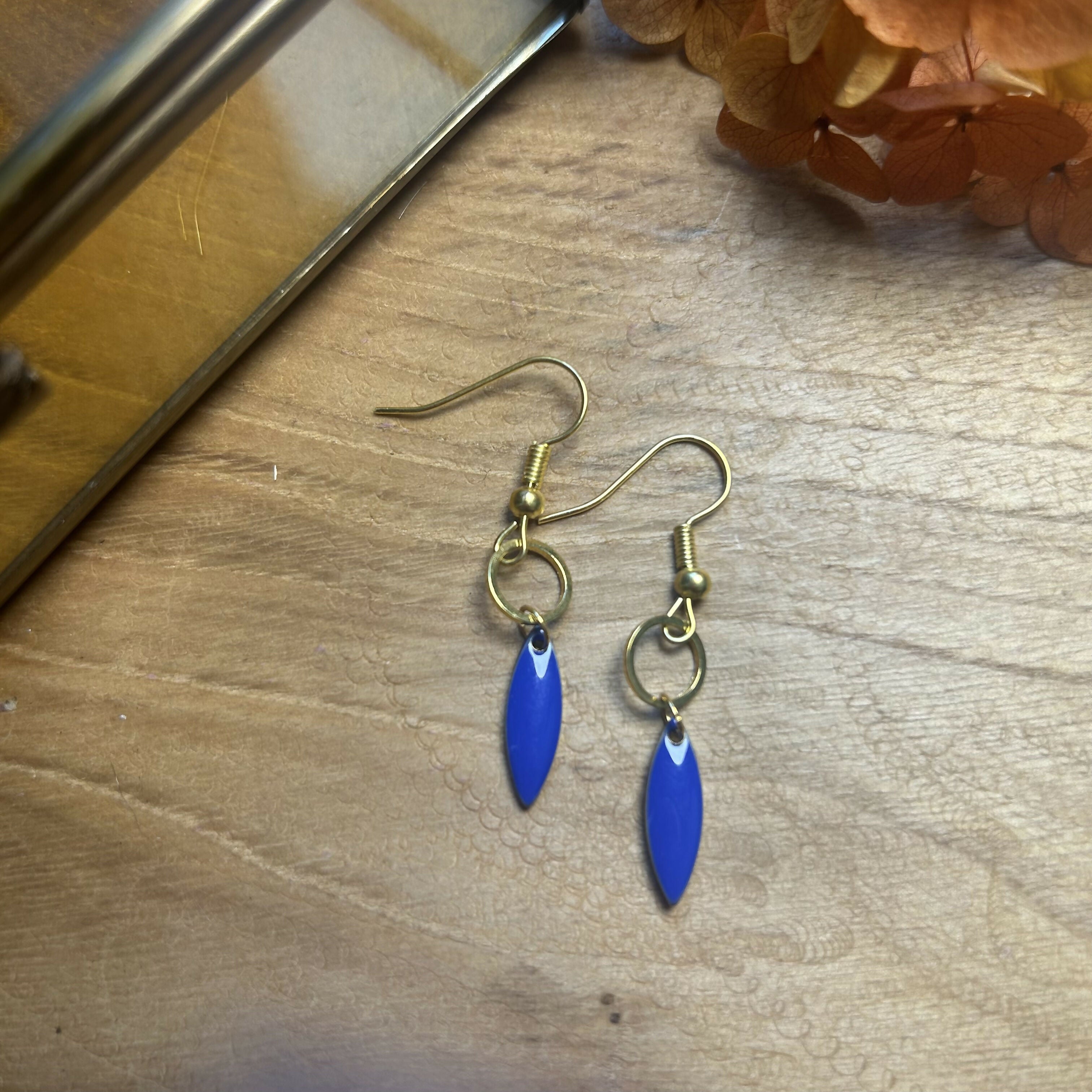 Lovely Blue Enamel Drop Earrings