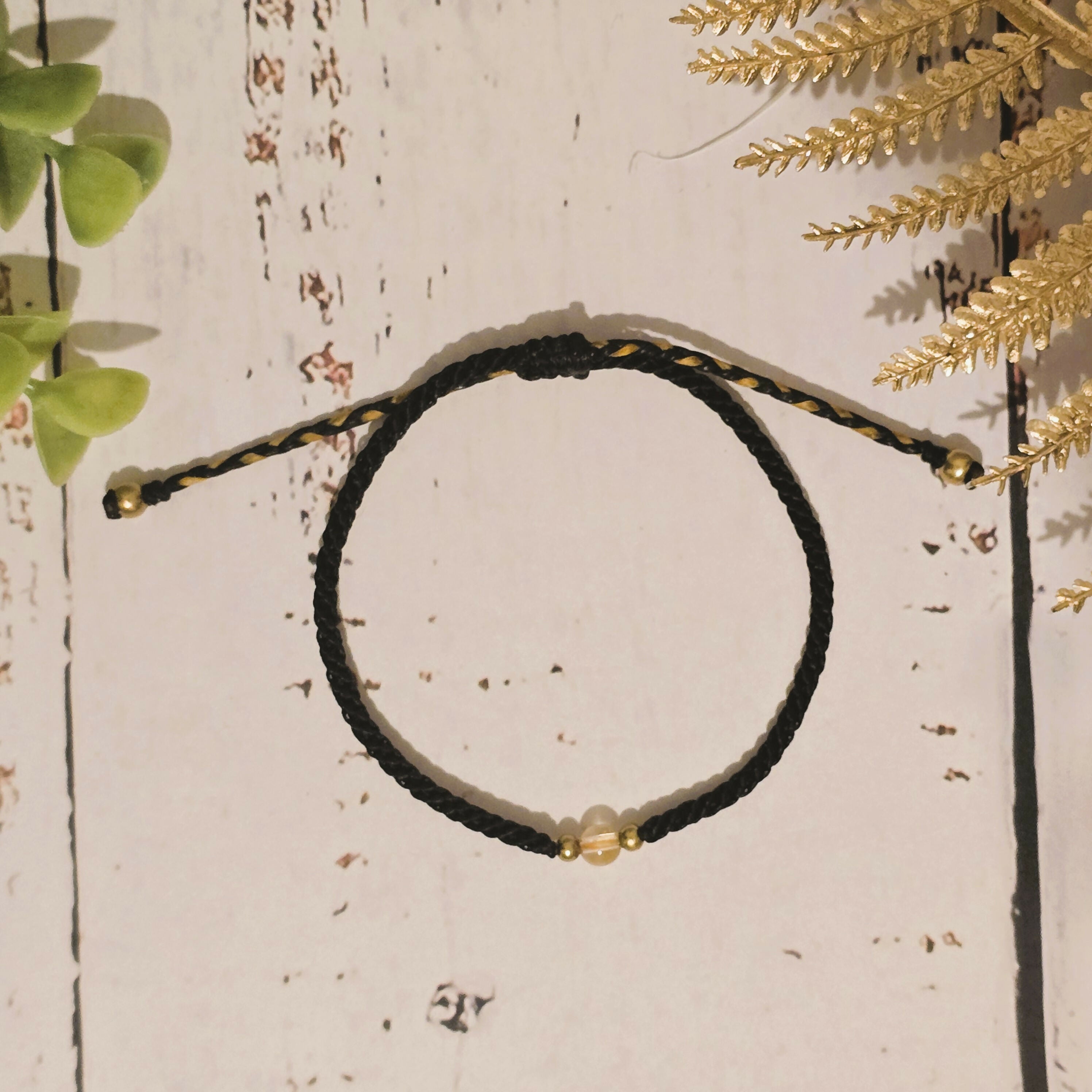 Citrine Birthstone Bracelet; Single Crystal Macrame Adjustible November Gift Bracelet