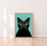 Black Cat Green Eyes Art Print