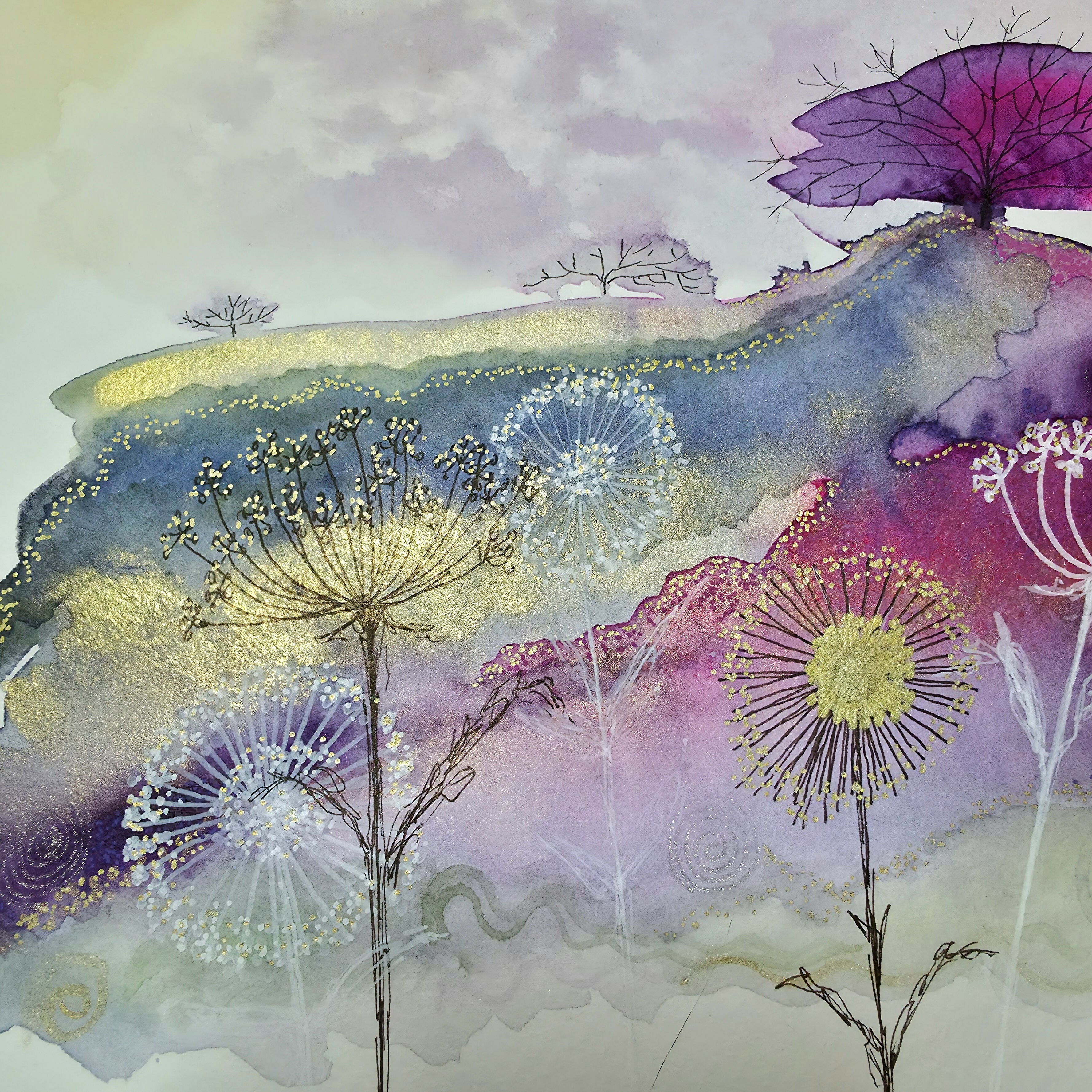 'Blustery Hilltop' Original Mixed Media Painting