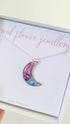Real Flower Moon Necklace Silver Plated