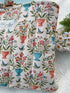 Handmade Quilted Book Sleeve Cream Flower Pot Print