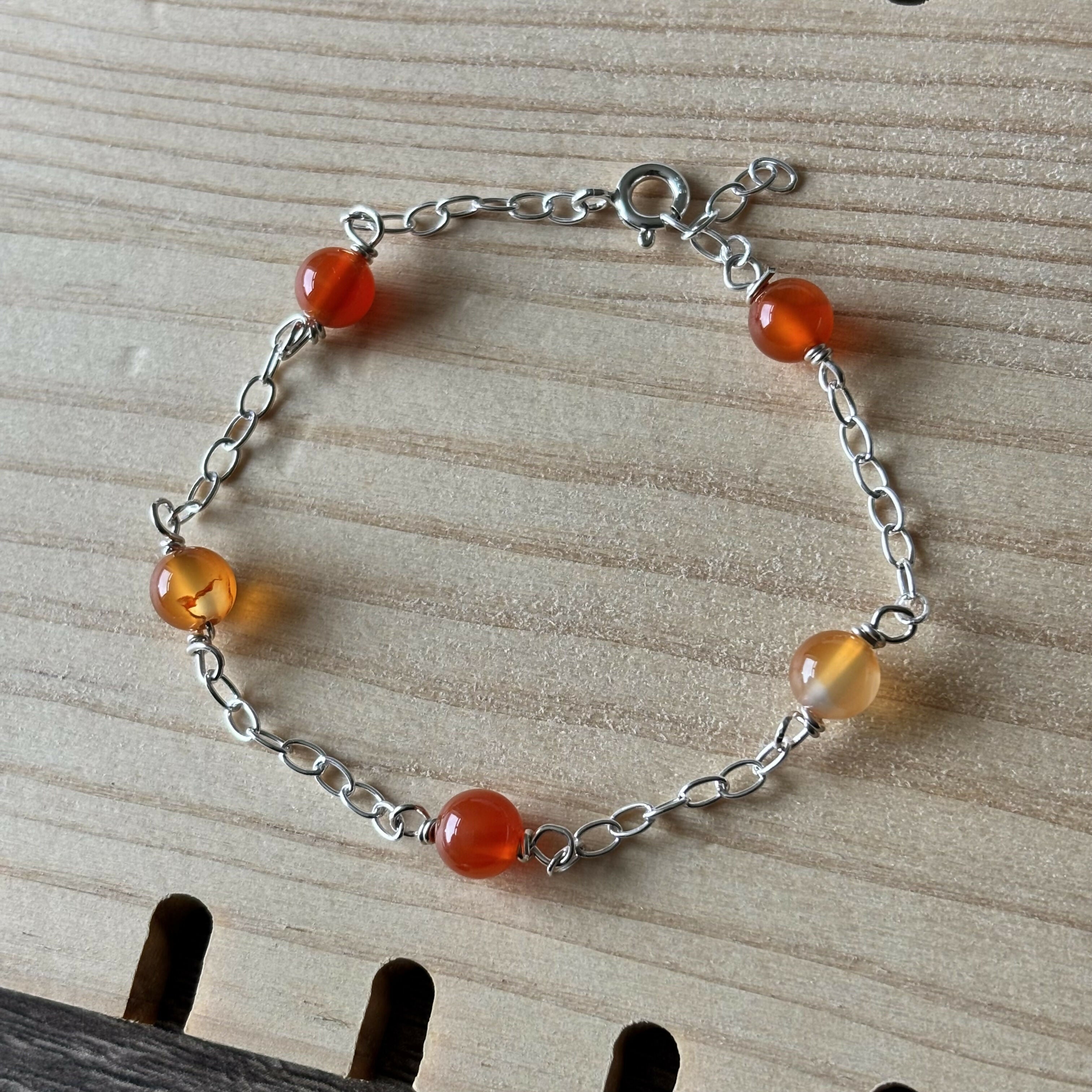 Sterling Silver Natural Carnelian Bracelet