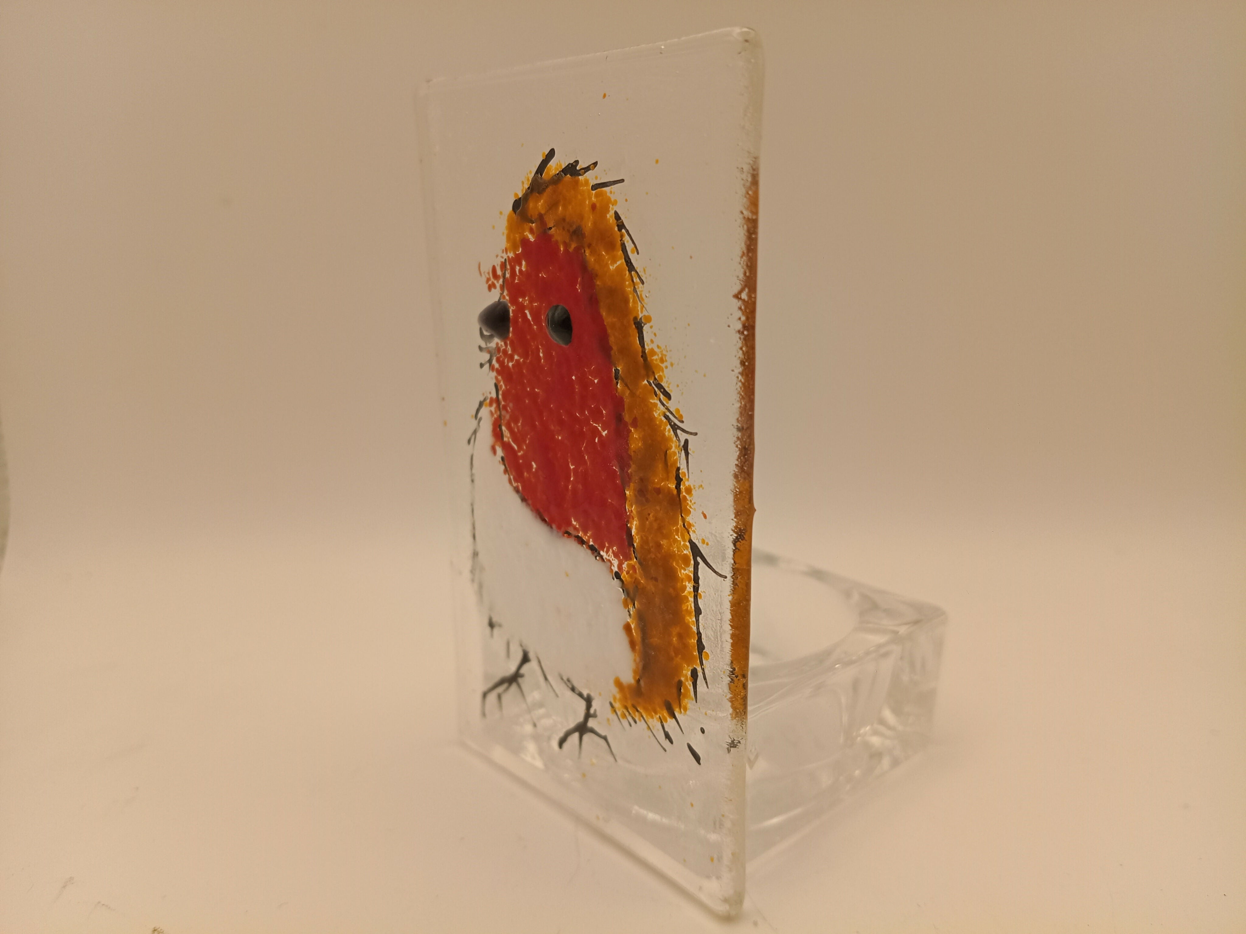 Fused Glass Robin Tealight