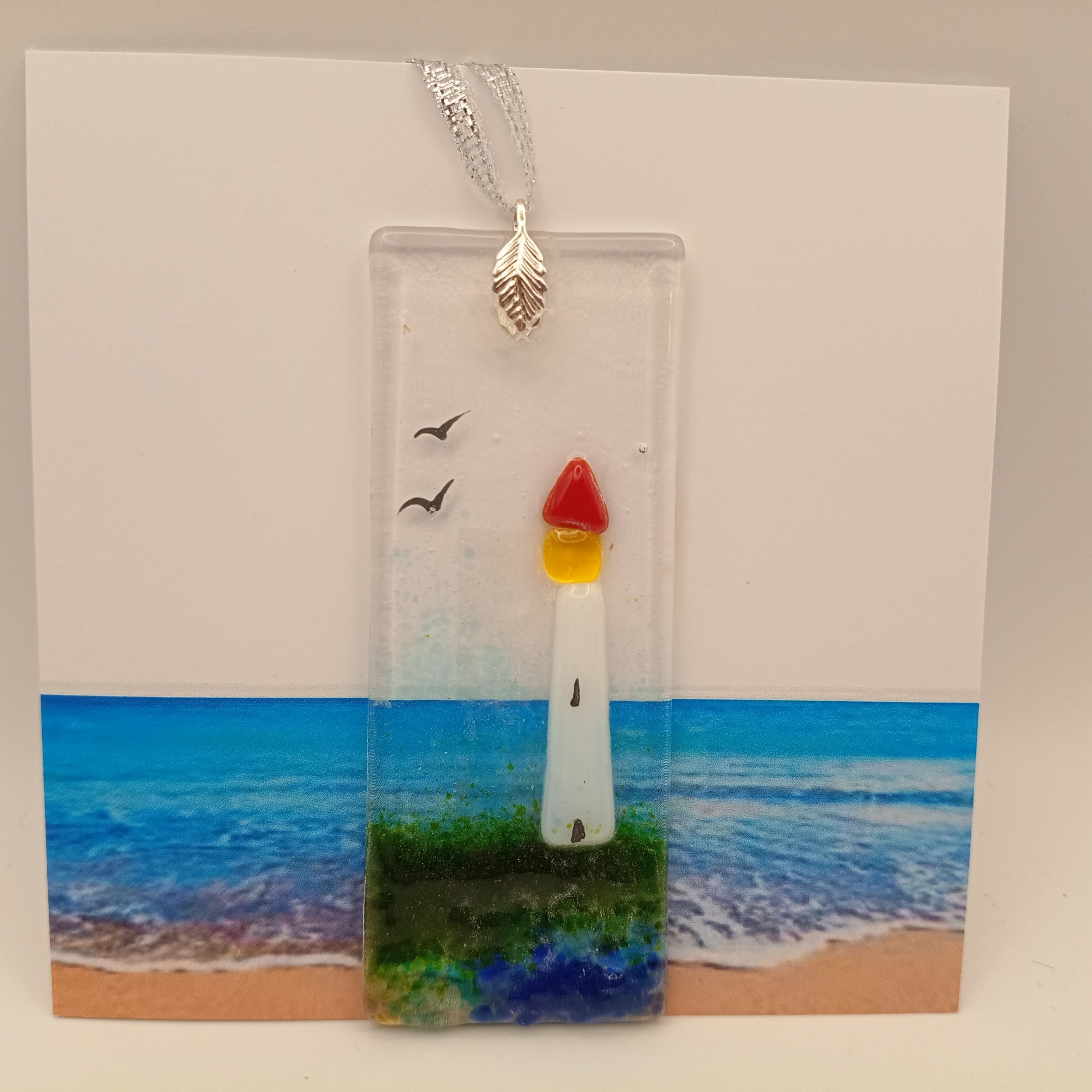 Fused Glass Lighthouse Card