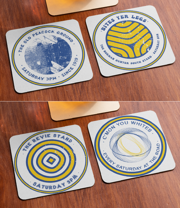 Leeds Utd Coaster THE WHITES Design SET OF 4