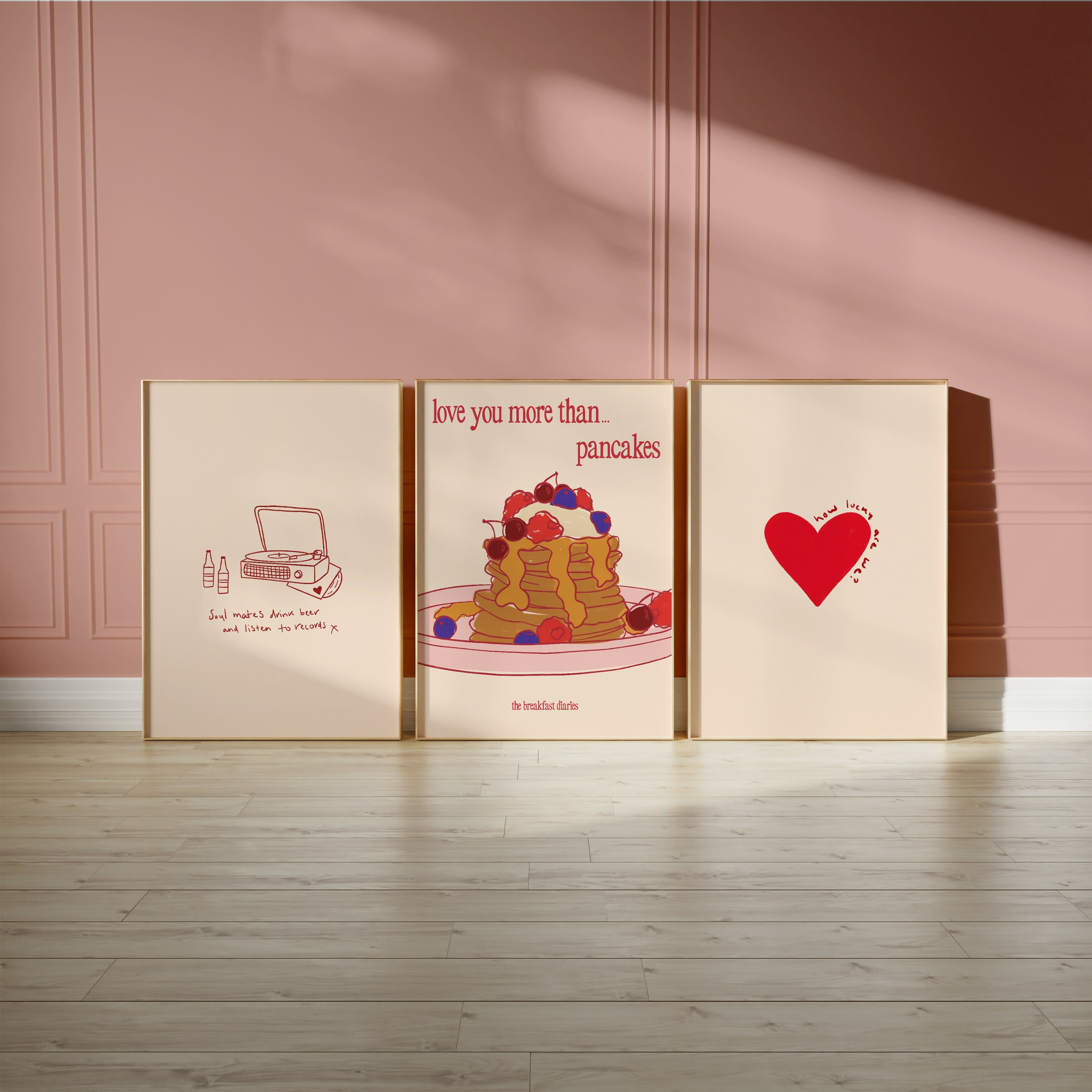 How Lucky Are We – Hand Drawn Red Love Print