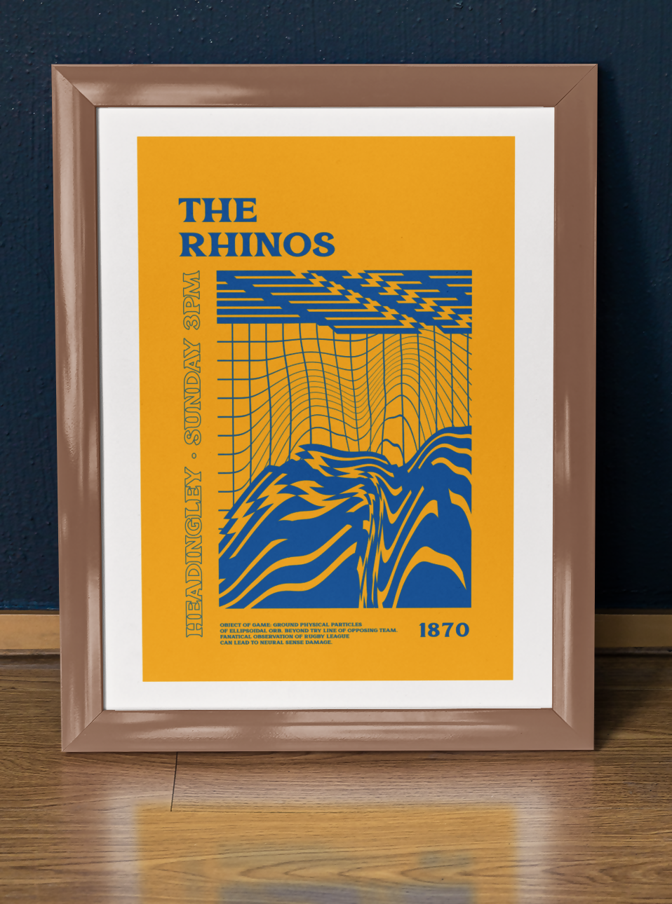 Leeds Rhinos Art Print PSYCHEDELIC Design in Amber