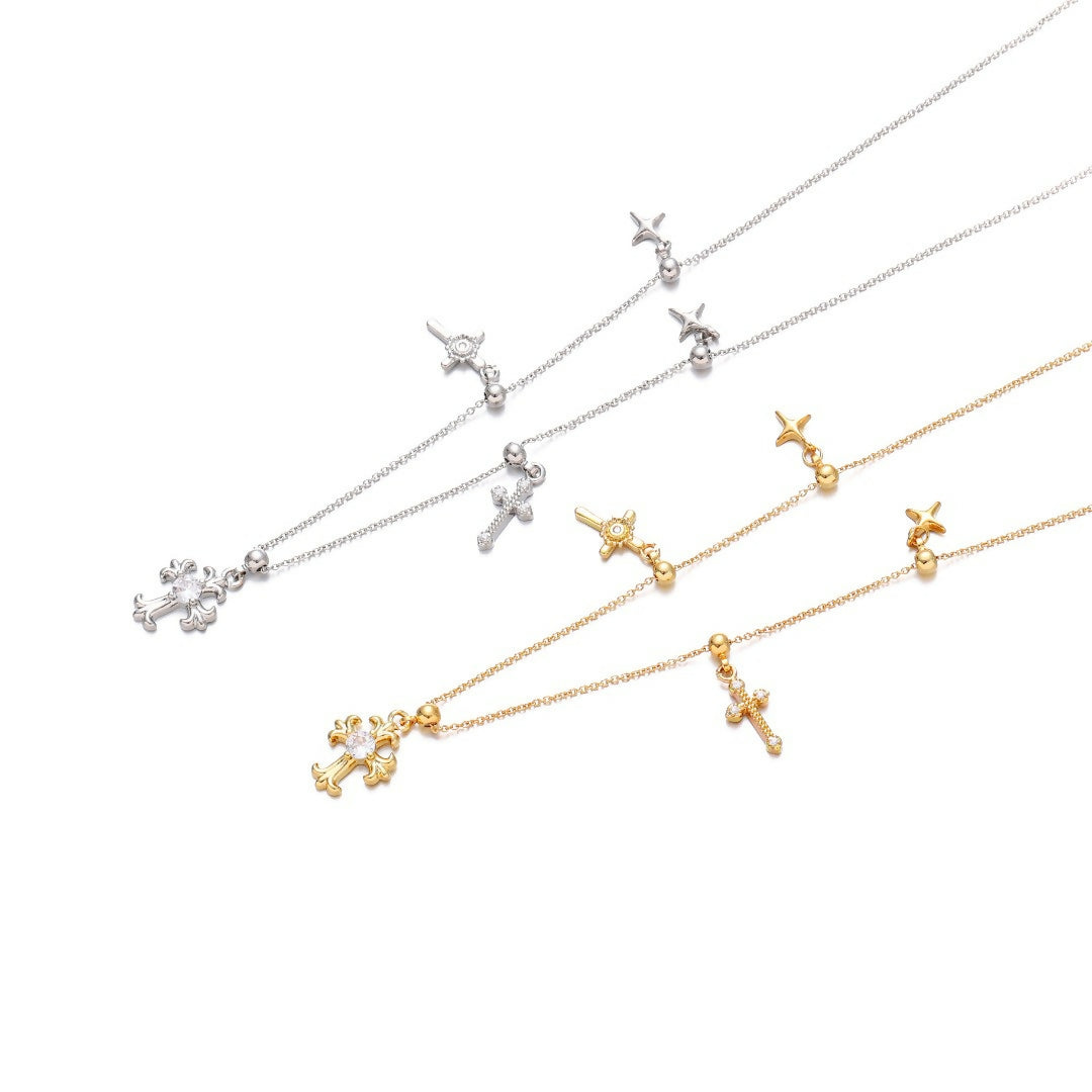 Heavenly Grace Multi-Charm Cross Necklace