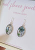 Real Flower Oval Sea Foam Blue Earrings Sterling Silver