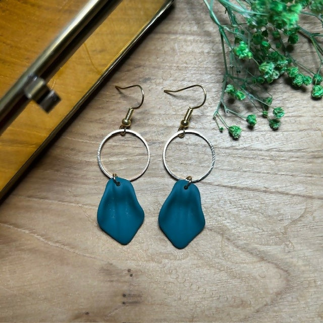 Lovely Gold Plated Green Petal Earrings