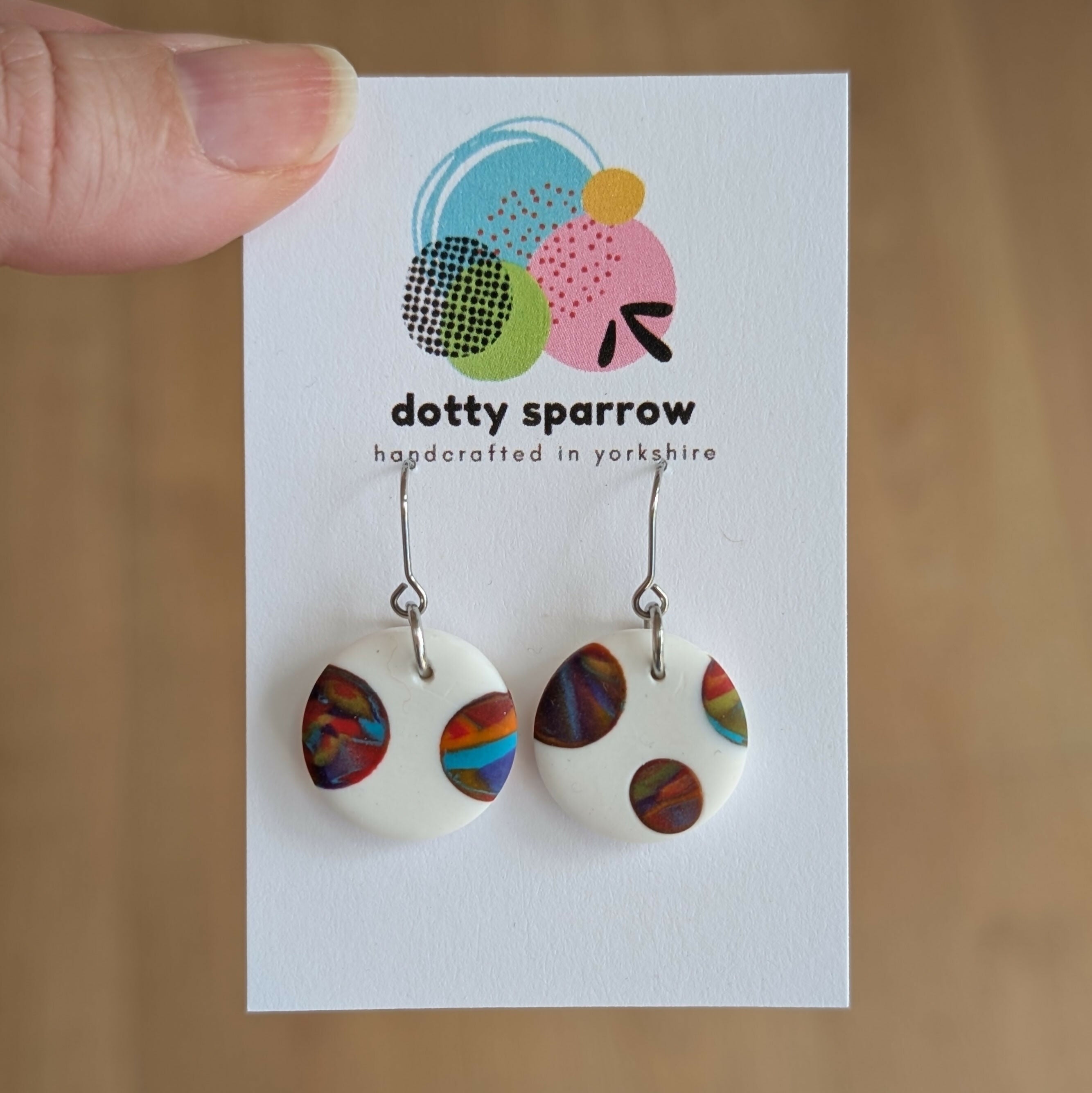 Various Colours Marbles Circle Hoop Handmade Polymer Clay Earrings