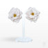 Large Floral Statement Earrings with Gold Bead Centre in White
