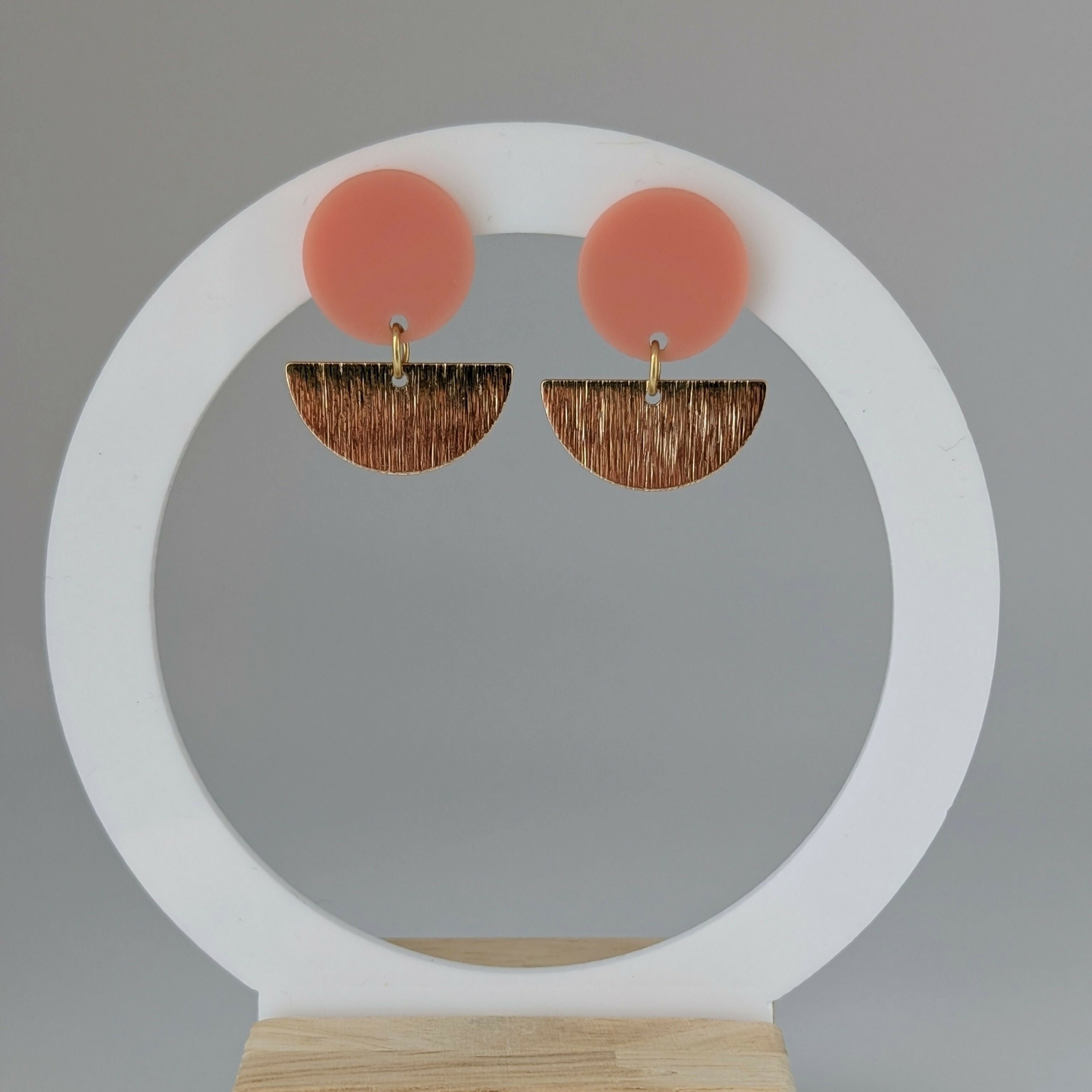 Peach Geometric Earrings in Gold or Silver