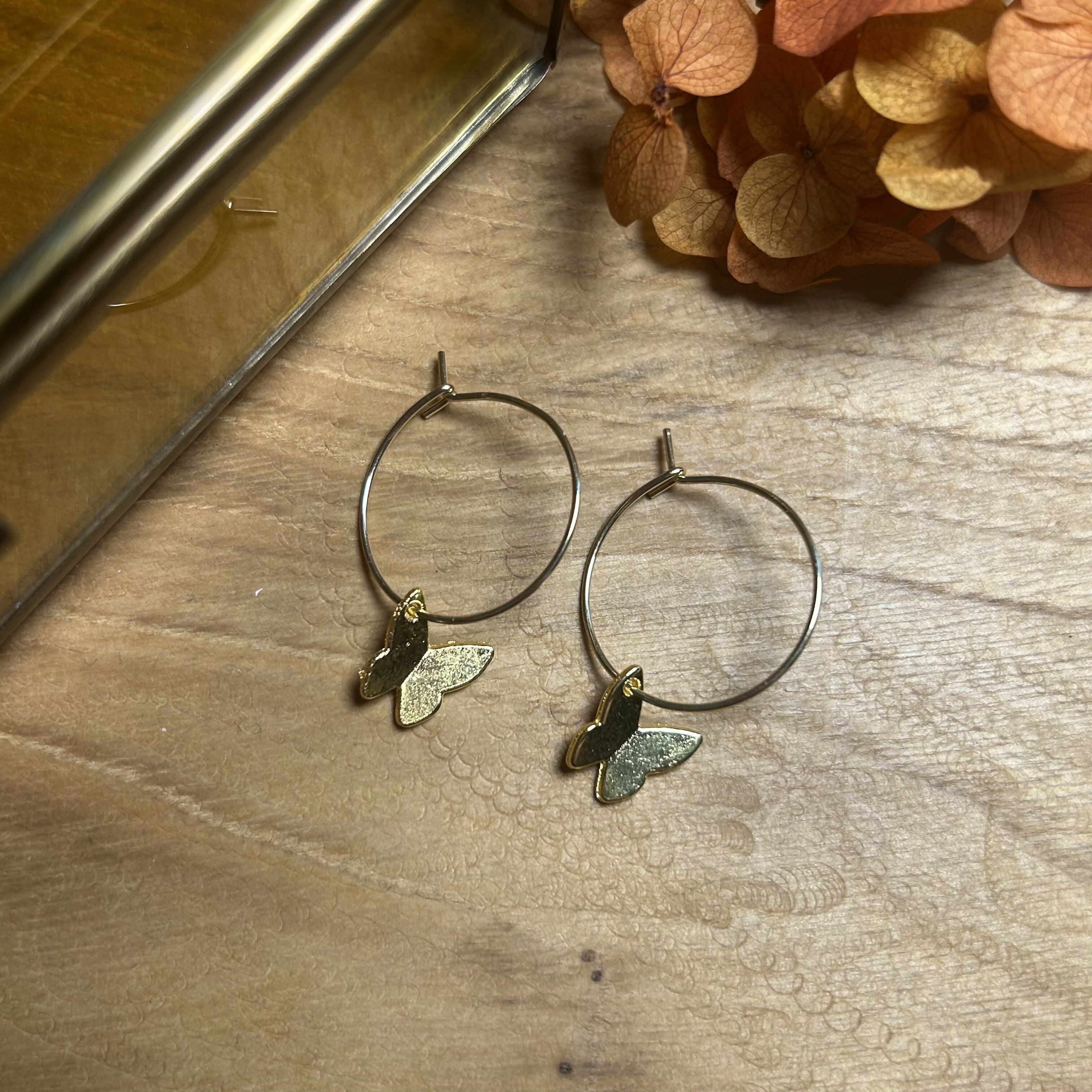 Lovely Butterfly Charm Hoops