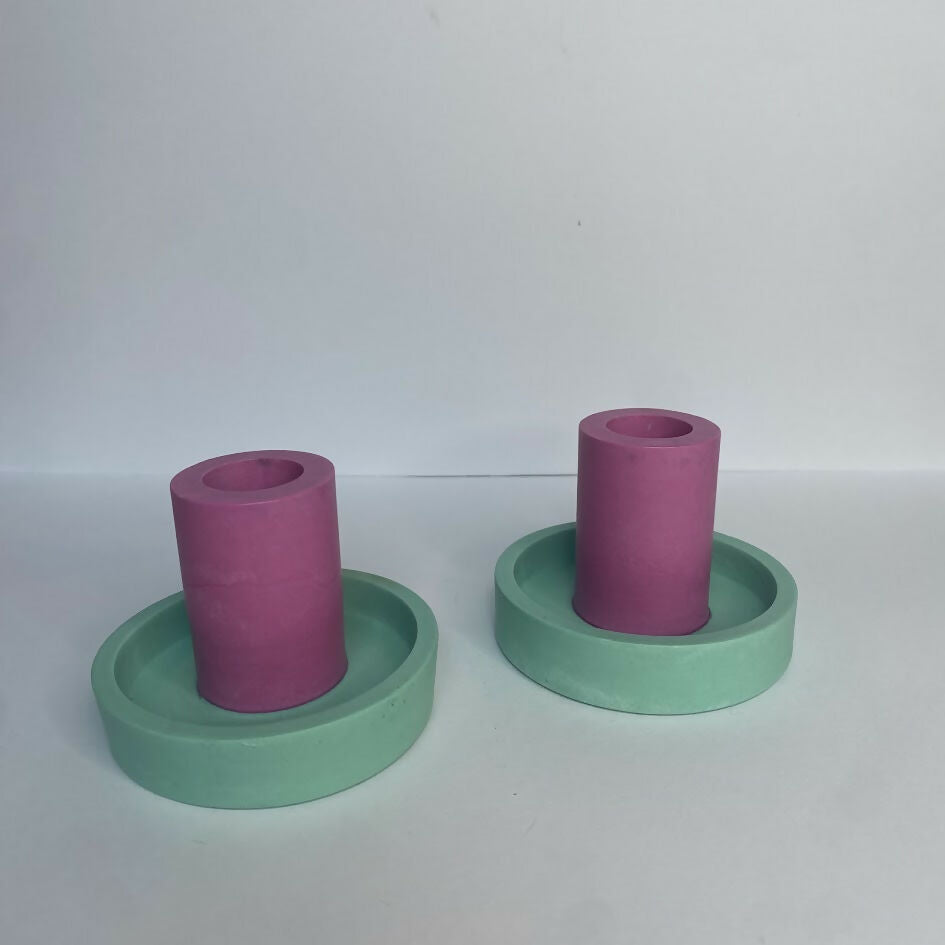 Pair Of Handmade Jesmonite Candlesticks